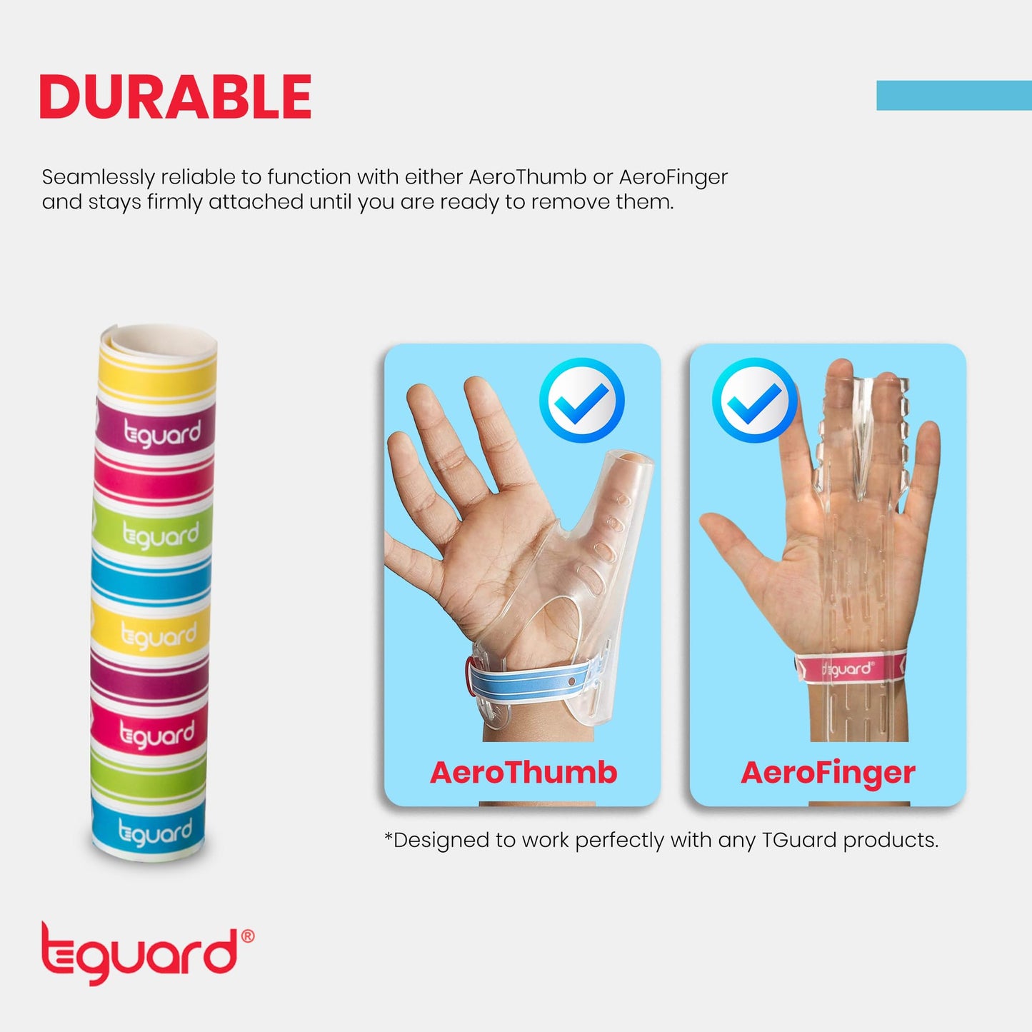 TGuard AeroThumb & AeroFinger Bracelets – Authentic, Non-Rip Wristbands to Secure ThumbGuards and FingerGuards – Finger & Thumb Sucking Deterrent – Supports Thumb & Finger Habit Prevention – 60 Pcs