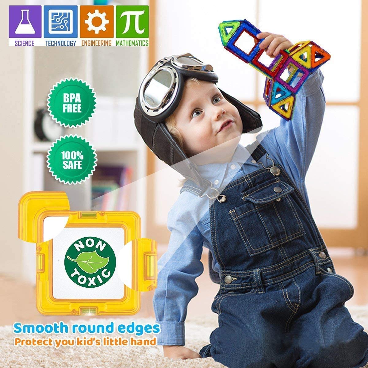 Magnetic Blocks,110 PCS Magnetic Tiles for Boys and Girls, Magnetic Building Blocks Set Educational Toys for Kids