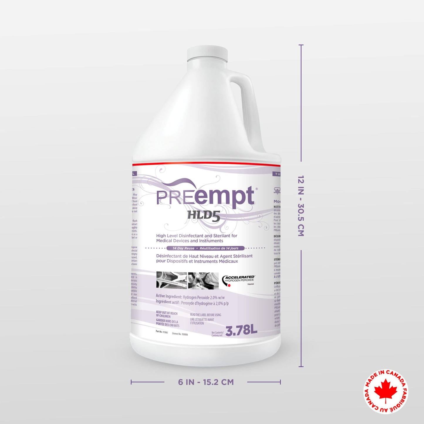 PREempt HLD5 High-Level Disinfectant for Reusable Spa, Salon and Nail Tools and Implements (3.78L) (1 Bottle)