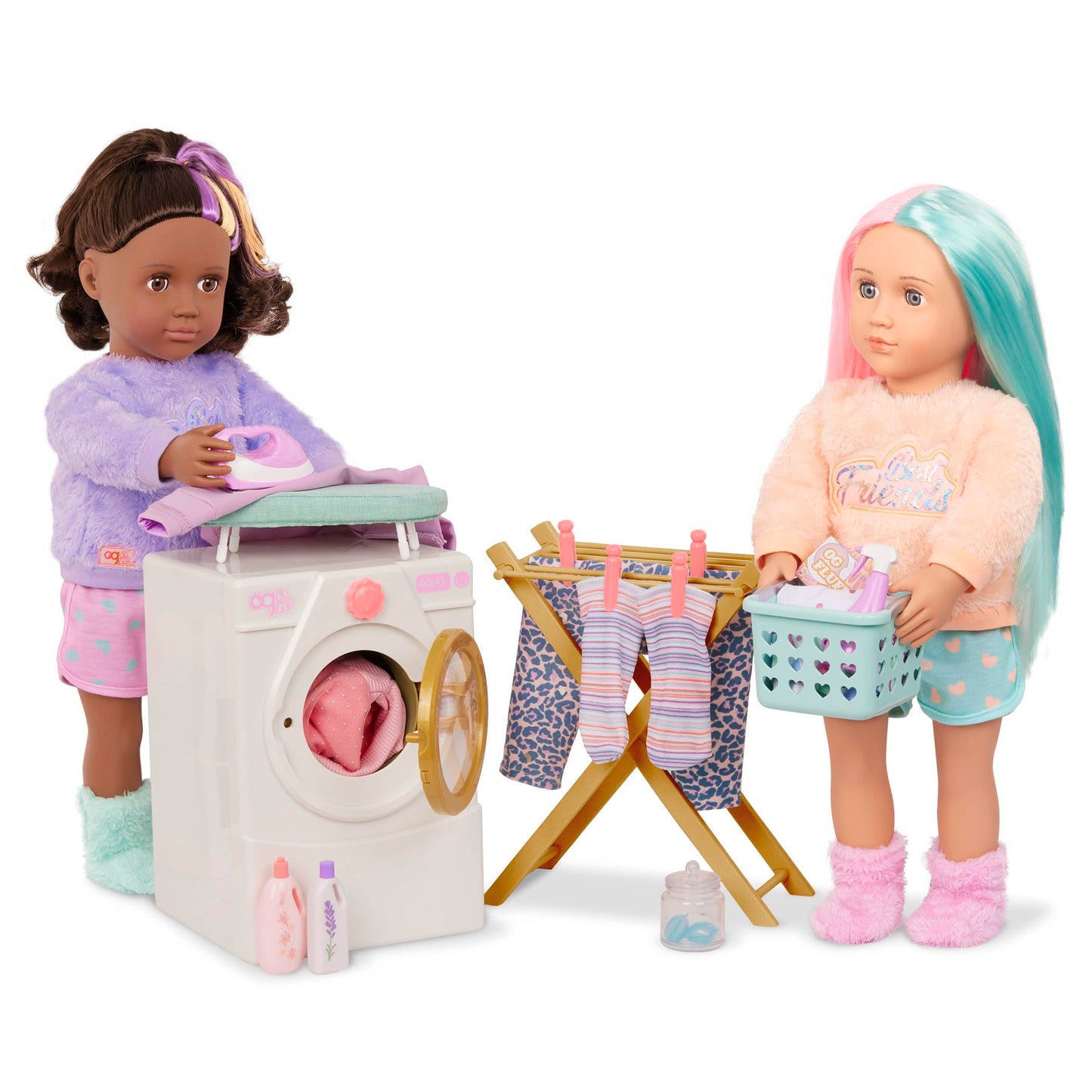 Our Generation – Doll Washing Machine – Drying Rack, Iron & Cleaning Set – 18-inch Doll House Accessories – Pretend Play – Toys for Kids Ages 3 Years & Older – Laundry Day