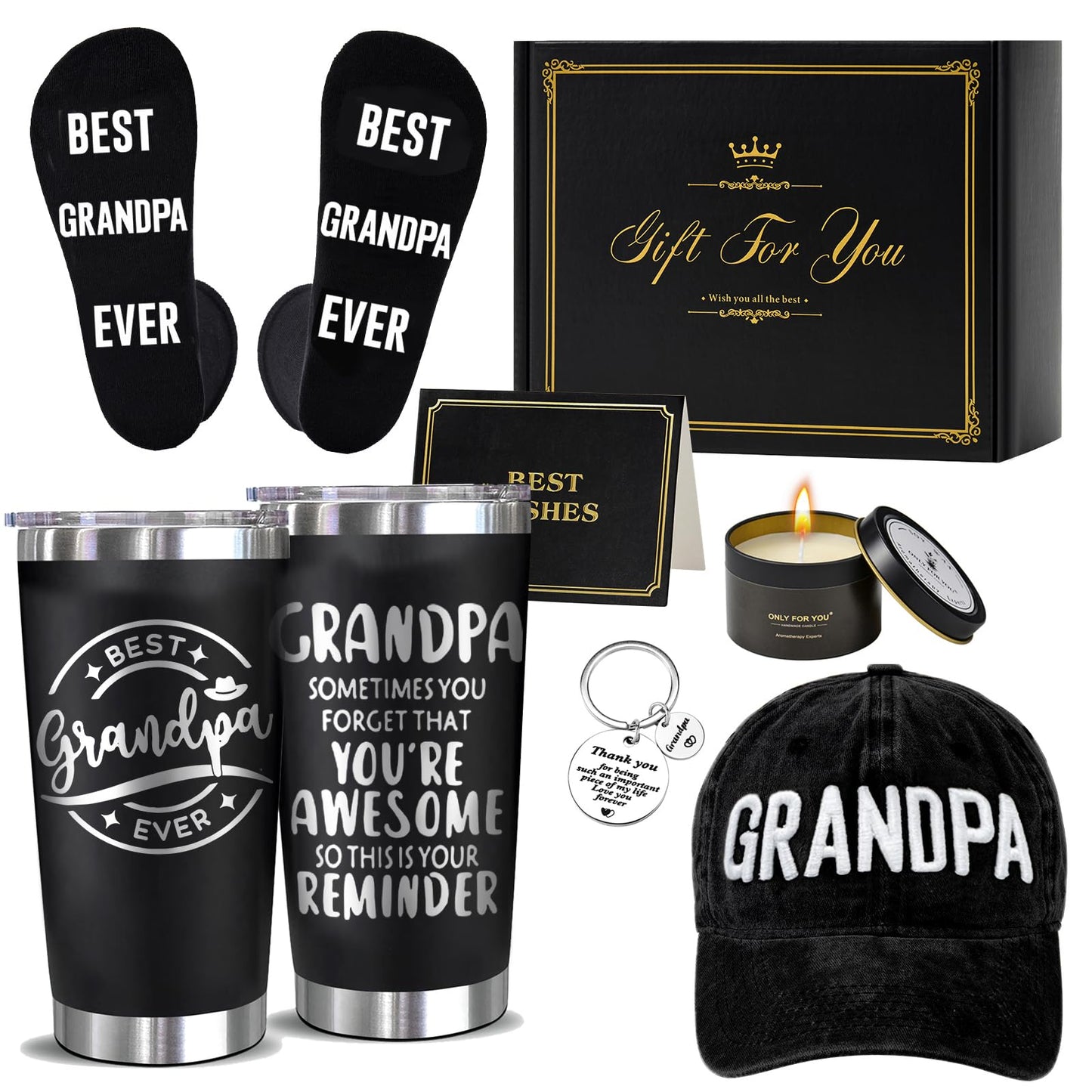 Grandpa Fathers Day Gift, Gifts for Grandpa from Grandkids, Birthday and Christmas Gifts, Black