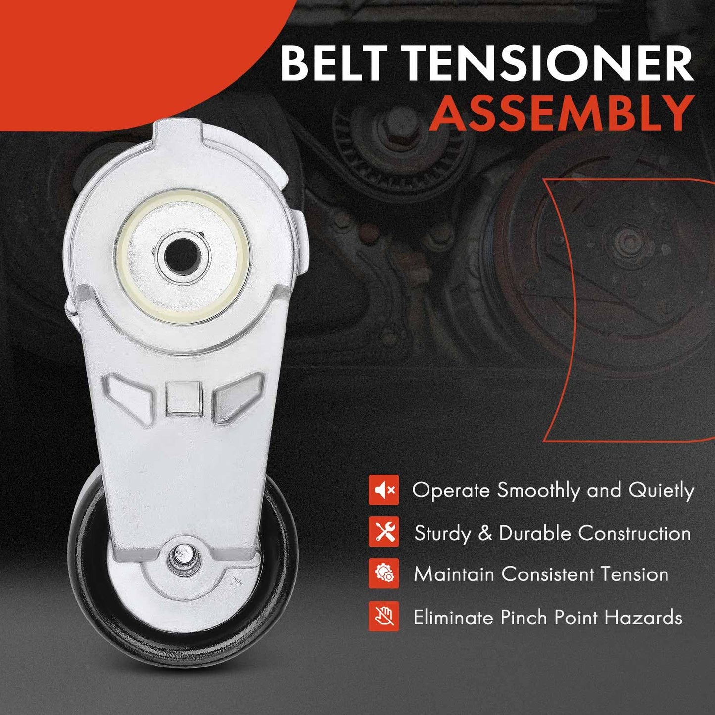 A-Premium Belt Tensioner Assembly with Pulley Compatible with Chevrolet Colorado Trailblazer & GMC Envoy Canyon & Hummer H3 & Buick Rainier & Saab 9-7x & Oldsmobile Bravada