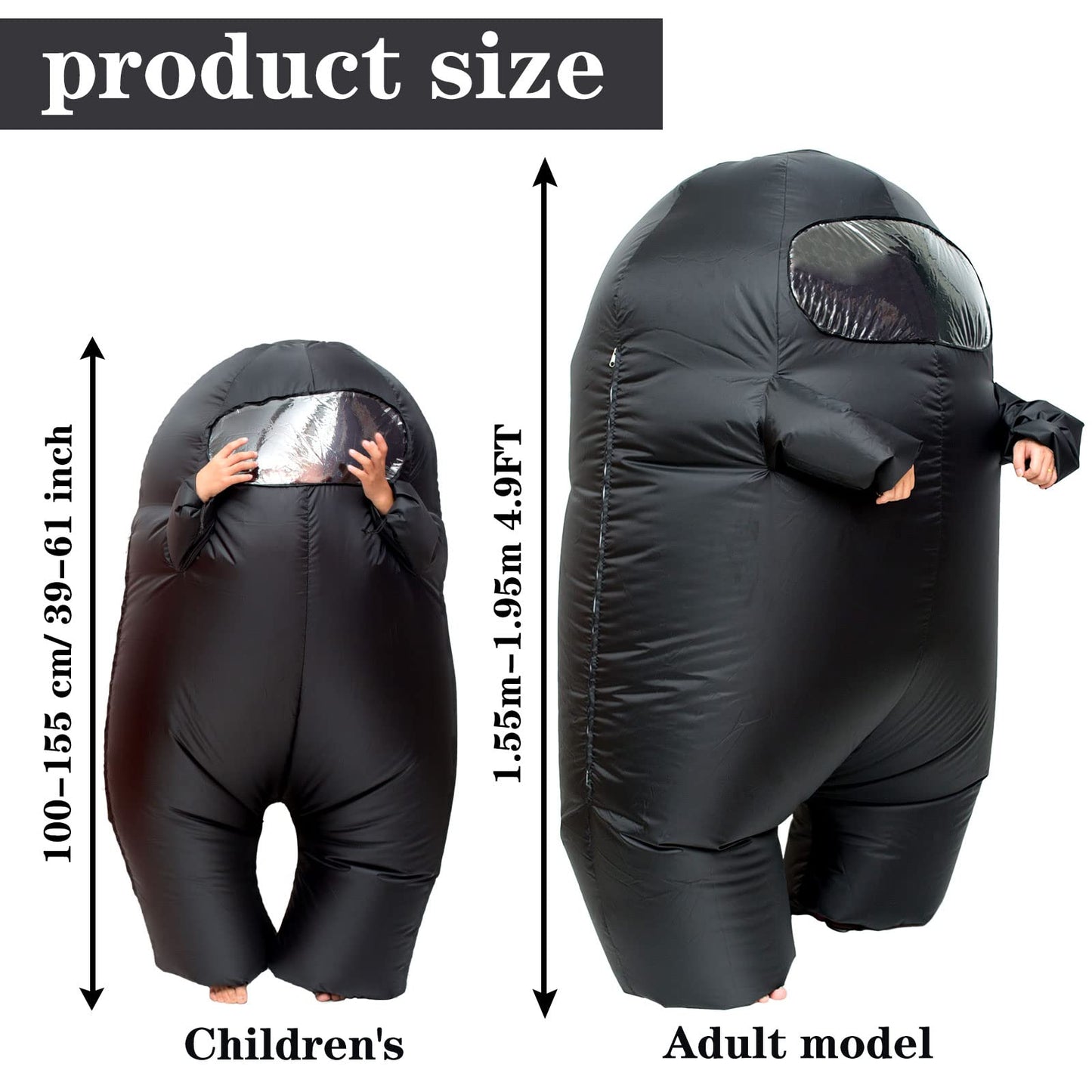 Astronaut costume inflatable costume Funny Halloween Spacesuit Party School Masquerade Game Fans (Red, Kids (100-155cm))