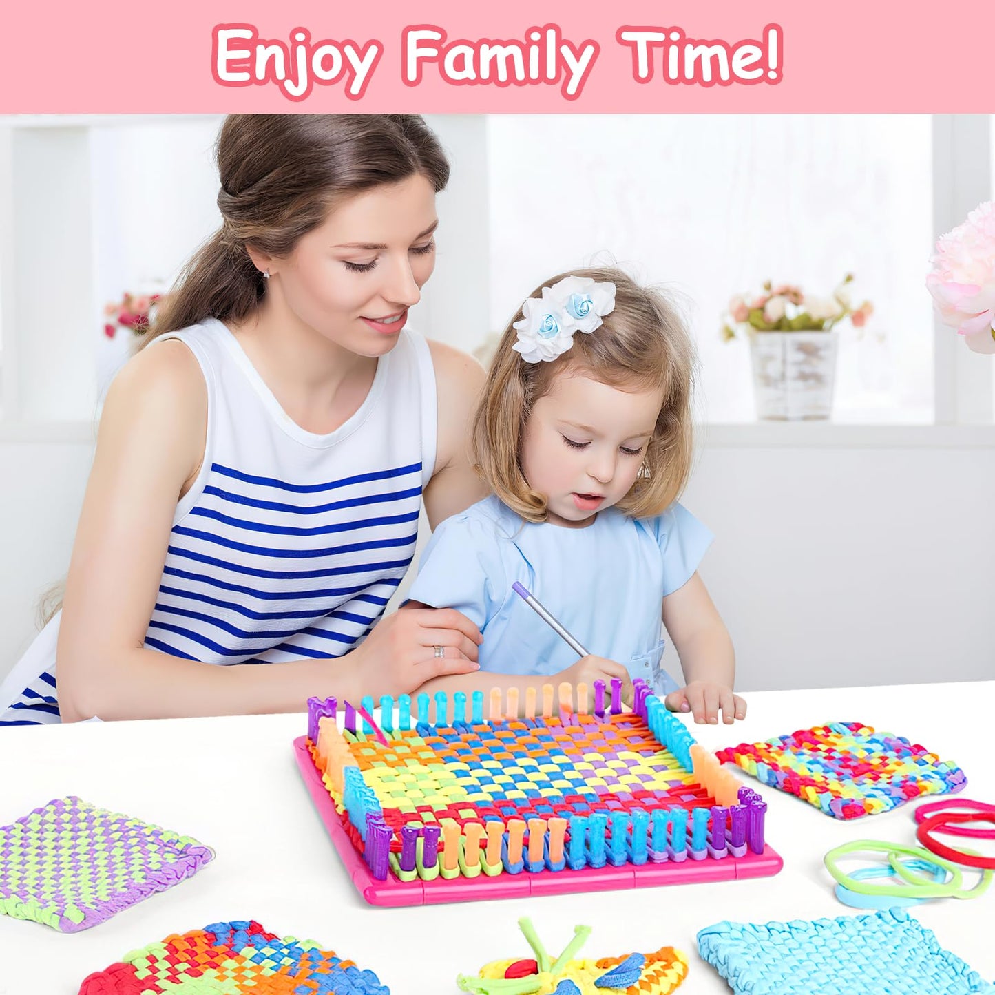 800Pcs Weaving Loom Kit for Kids, Pot Holder Loops Crafts for Girls, Rainbow Themed Durable Nylon DIY Crafts Weaving Loom Loops Refills for Ages 6 7 8-12 13 Craft Supplies