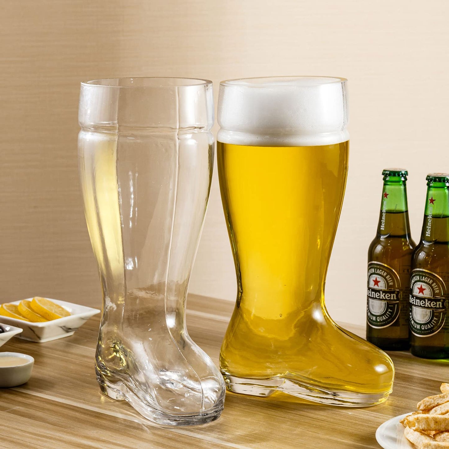 2 Liter Beer Boot Glass Set - Novelty Oktoberfest Drinking Beer Boots/Vases - Set of 2 - MyGift®
