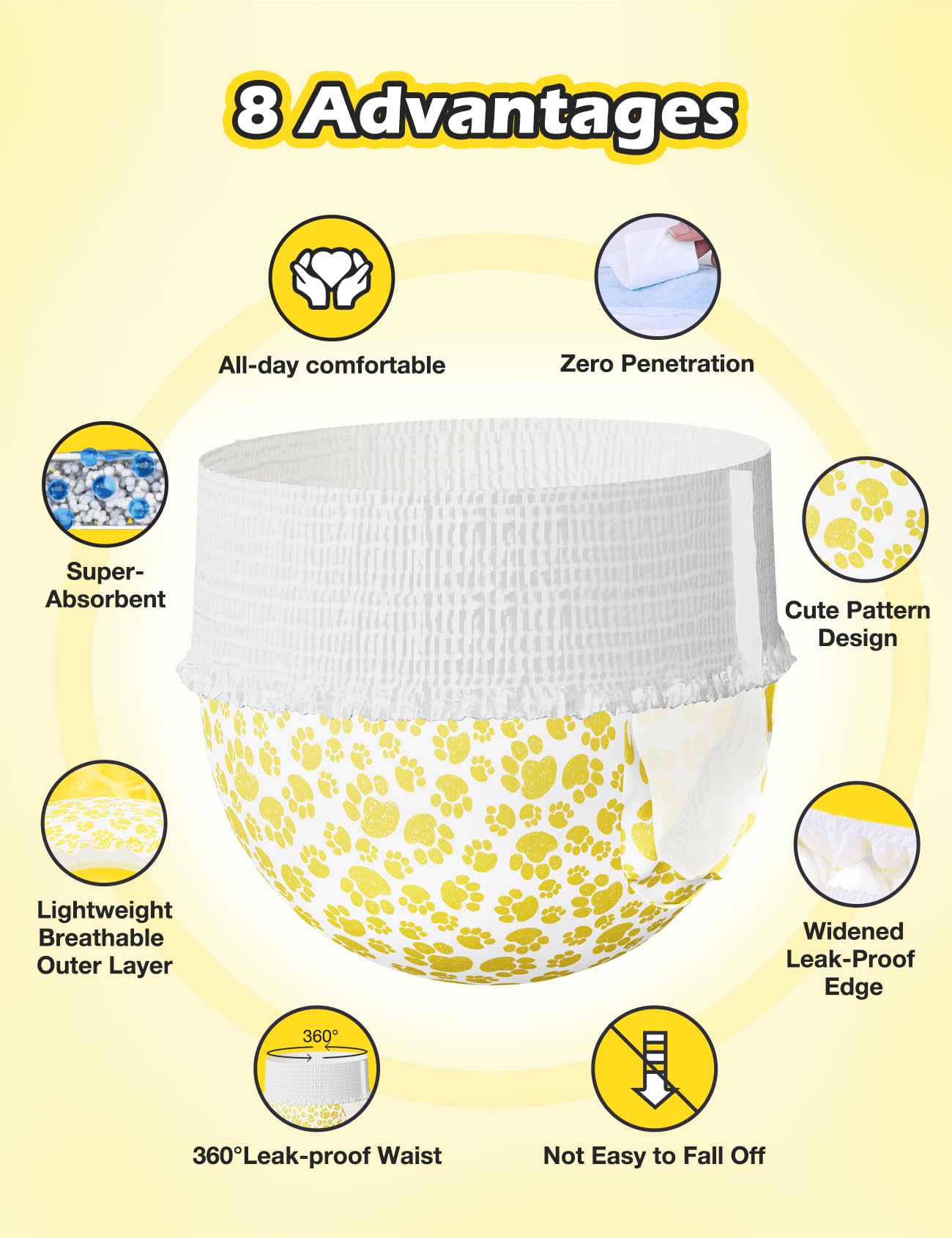 Dono Dog Diapers Female with Stretchy Waist-42Pcs, Disposable Full Wrap Female Puppy Dog in Heat Period Diapers, 360° Leak-Proof Super Absorbent Doggie Puppy Diaper