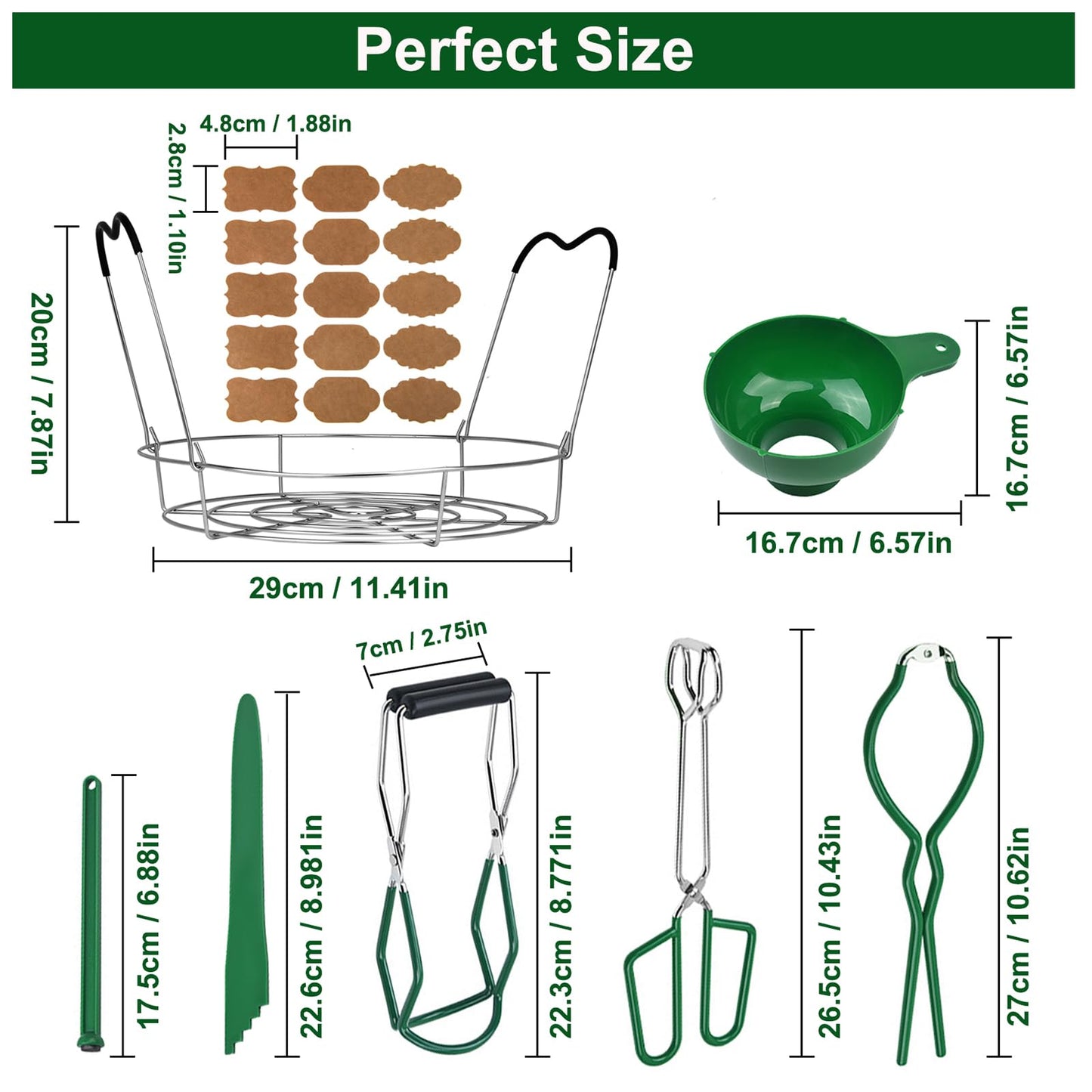 Toowood Canning Supplies Boxed Set, Canning kit, Stainless Steel CanningSet, Canning Supplies Starter kit, Jar Lifter, Folding Rack, Tongs, Multifunctional Canning Tools, Funnel for Mason Jars