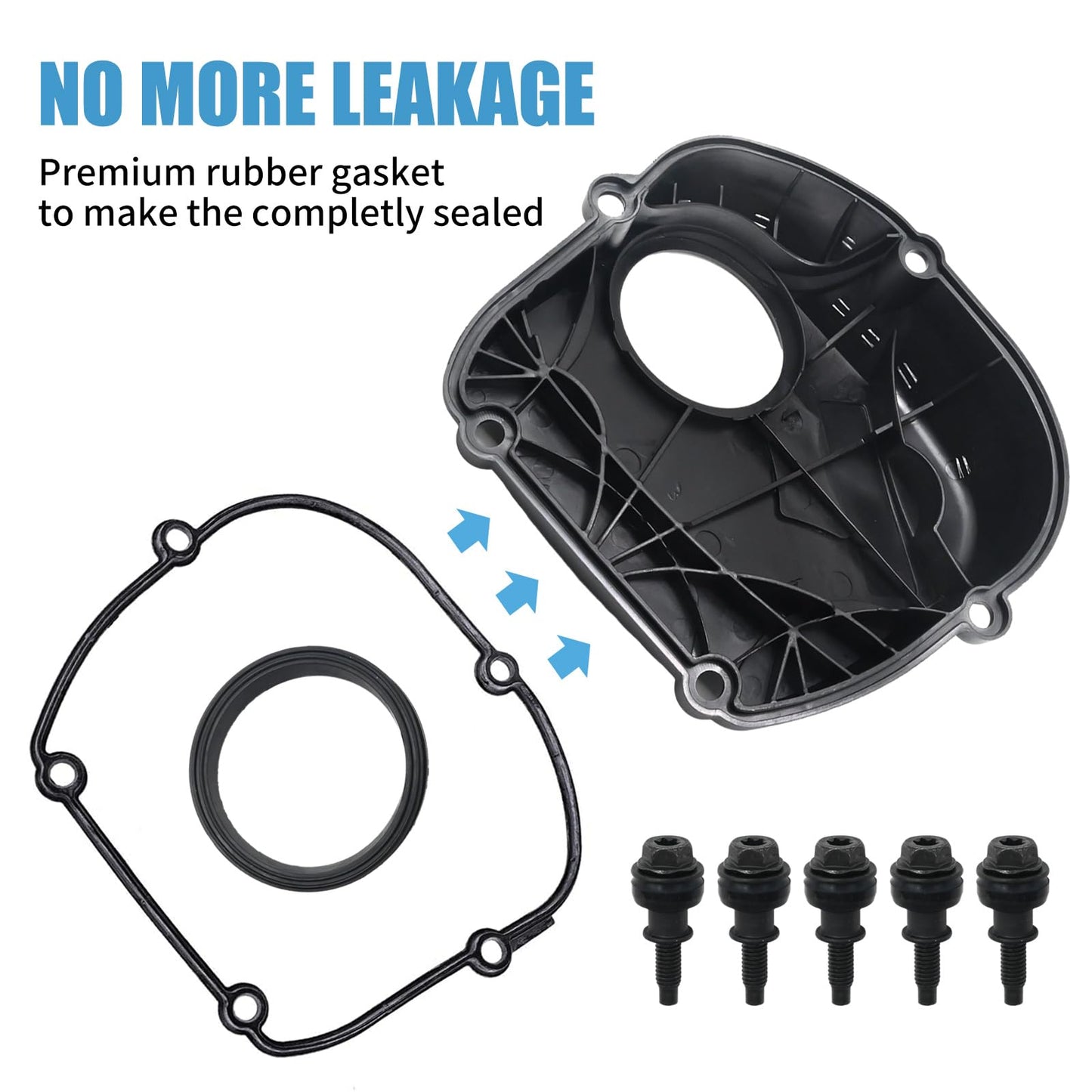 UOIENRT 06H103269C Engine Upper Timing Chain Cover with Gasket Replacement for VW Beetle Passat Tiguan Scoricco Golf EOS CC, Replacement for Audi A5 A6 Q5 A4 A3 2007-2017, 06H103269G, 06H103269H