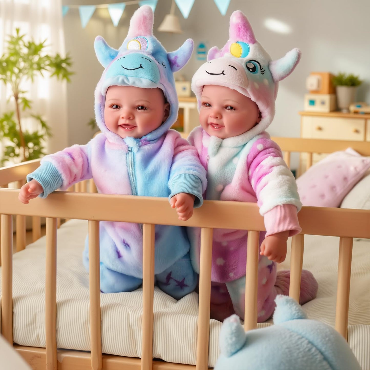 BABESIDE Baby Dolls Twins - 17'' Cute Soft Body Realistic Newborn Twin Dolls Real Life Baby Girl and Boy with Accessories for 3+ Year Old Kids Gifts, Pretend Play, Collection