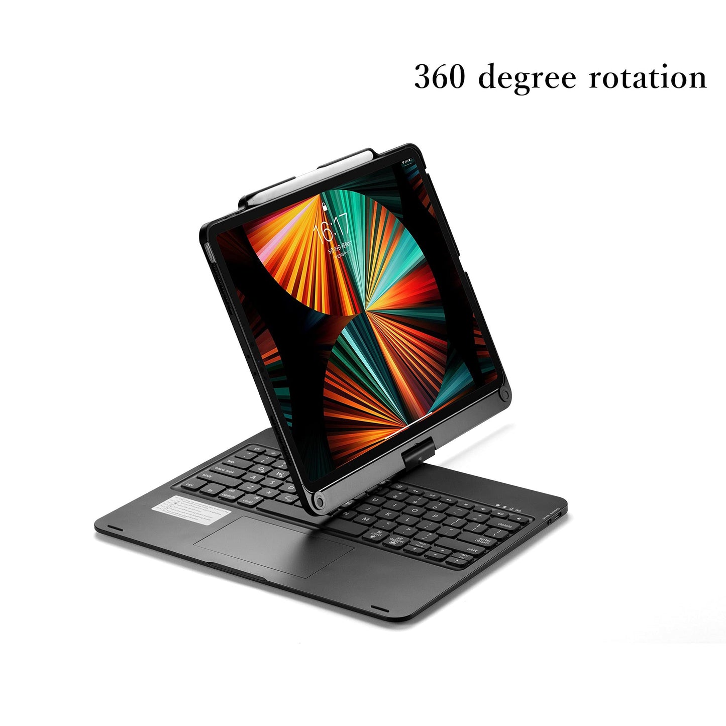 360° Rotatable Touch Keyboard for iPad Air 13 inch M2/ iPad Pro 12.9 inch 2022 6th Generation, Pro 12.9" 5th 4th 3rd Generation Backlight Keyboard Trackpad Foldable Keyboard Cover (Black)