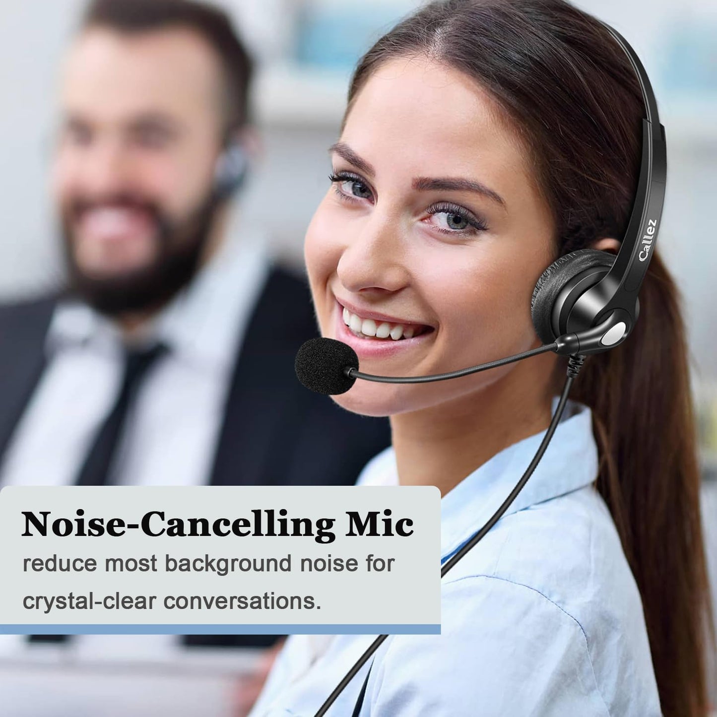 Callez Phone Headset for Cisco with Noise Cancelling Mic & Mute Switch, Dual RJ9 Corded Telephone Headsets Compatible with Cisco IP Phones 6941 6851 6945 7821 7841 7861 7942 7945 7962 7965 8811 8861