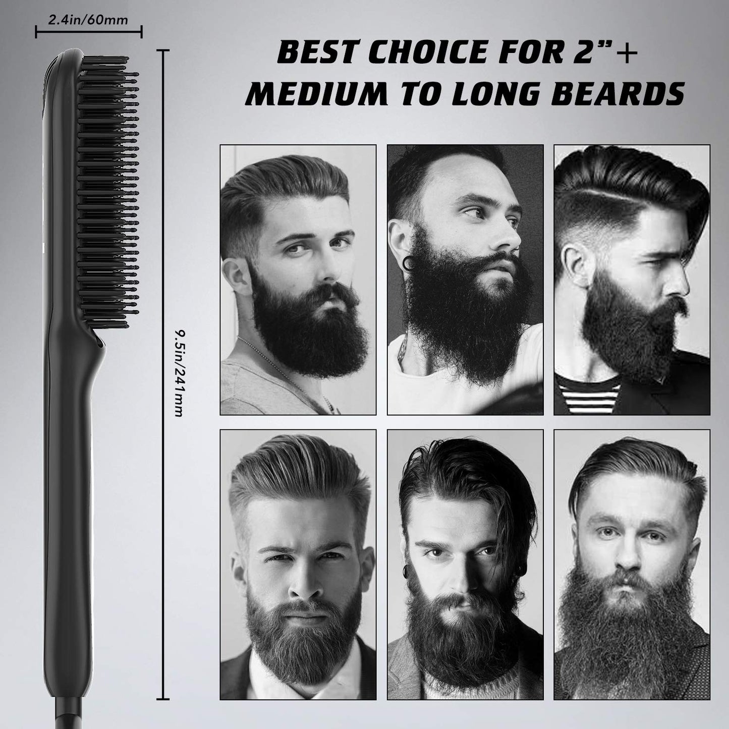 Beard Straightener w/FREE Beard Oil and Beard Balm for Men, Ceramic & Ionic Beard Straightening Comb with Fast Heating and Anti-Scald, Dual Voltage Heated Beard Brush LCD Display-Gift Set