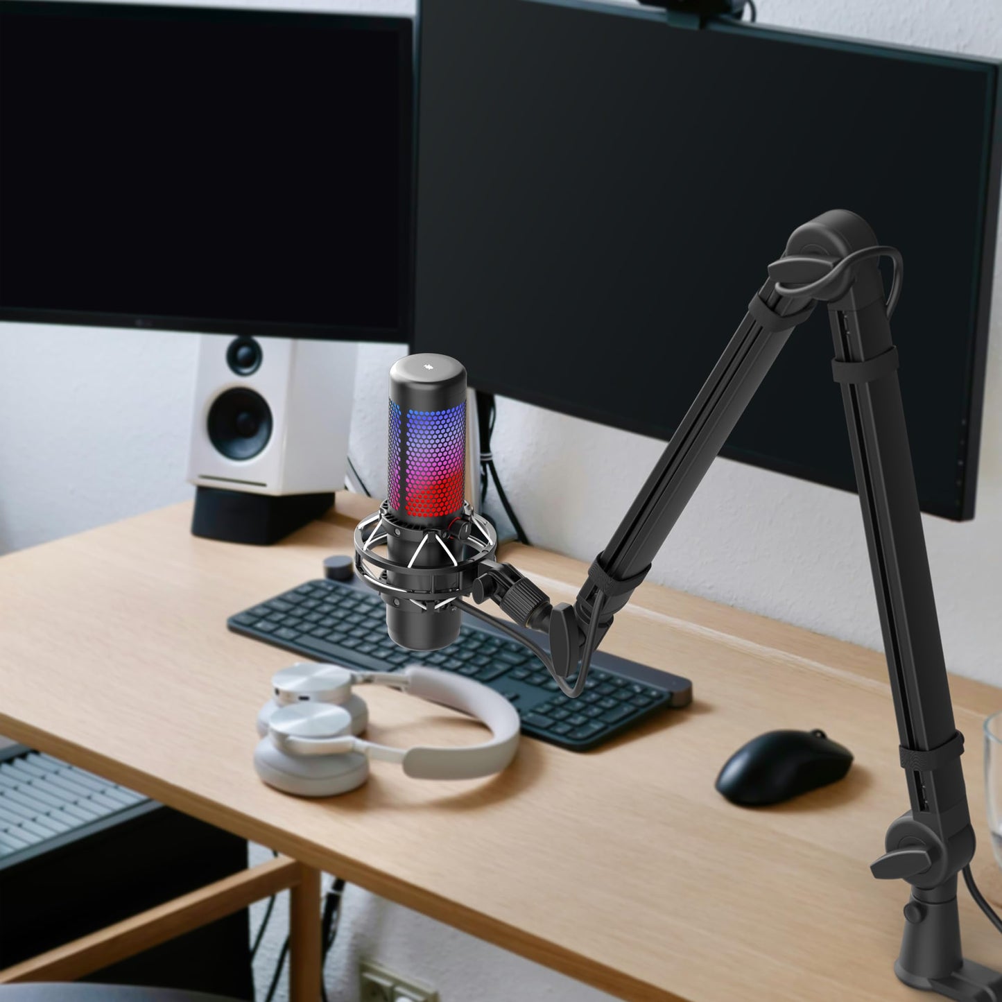 Mic Arm, Premium Microphone Boom Arm with Cable Management, 360°Rotatable Boom Arm, Mic Boom Arm for Streaming, Gaming, Podcasts, Home Office, Recording