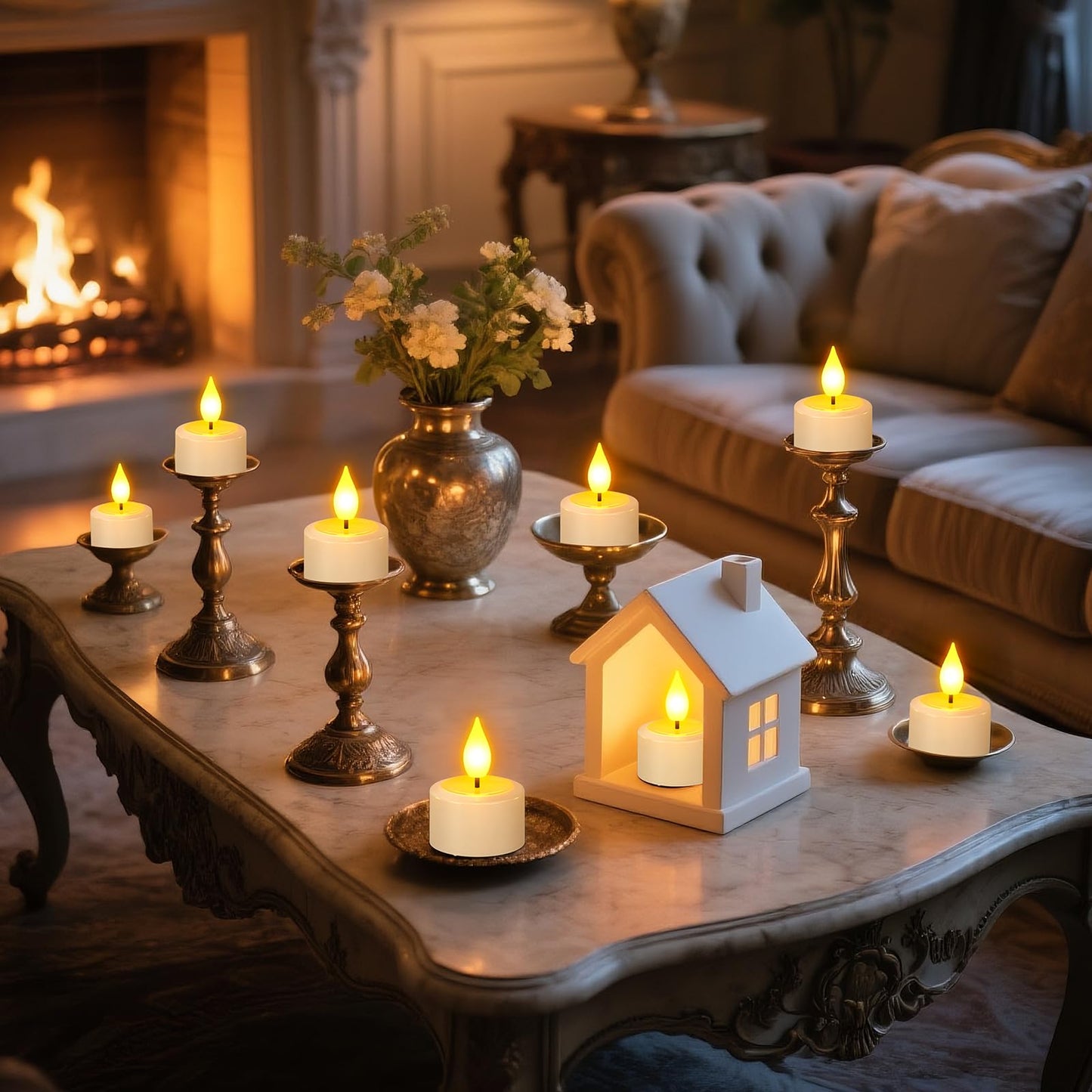 SoulBay Rechargeable Tea Lights Candles, 6pcs Flameless Candles with Remote Timer & Charging Base, Small Decorative Votive Candle for Lantern Pool Mantle Weddings Home Indoor Christmas