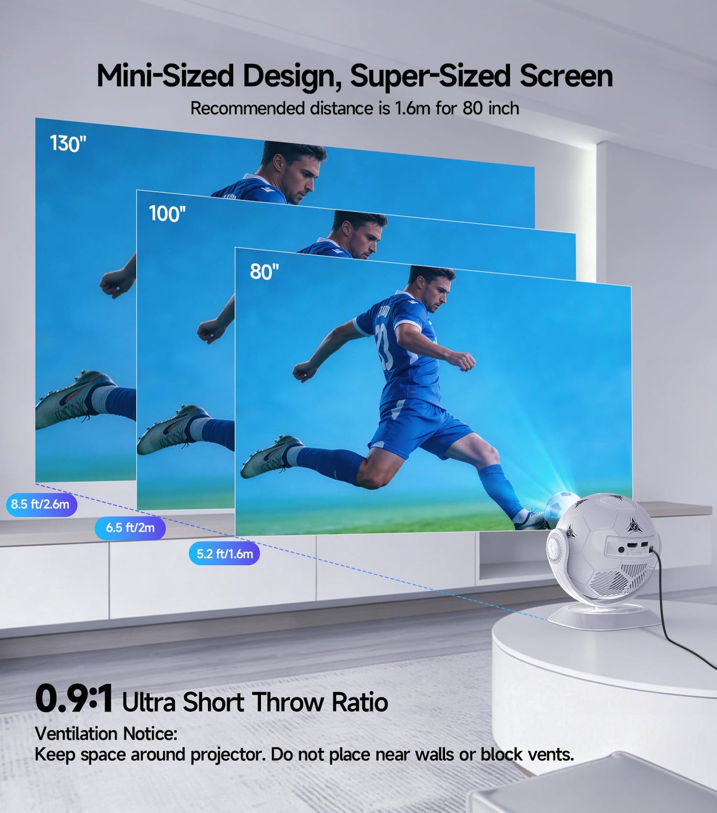 Magcubic 2026 Football-Themed Mini Projector, Portable Projecteur with WiFi 6 and Bluetooth 5.4, 4K Support, Auto Keystone, 180° Rotatable, Android 14 Smart Projector for Movie Home Theater, HY300F