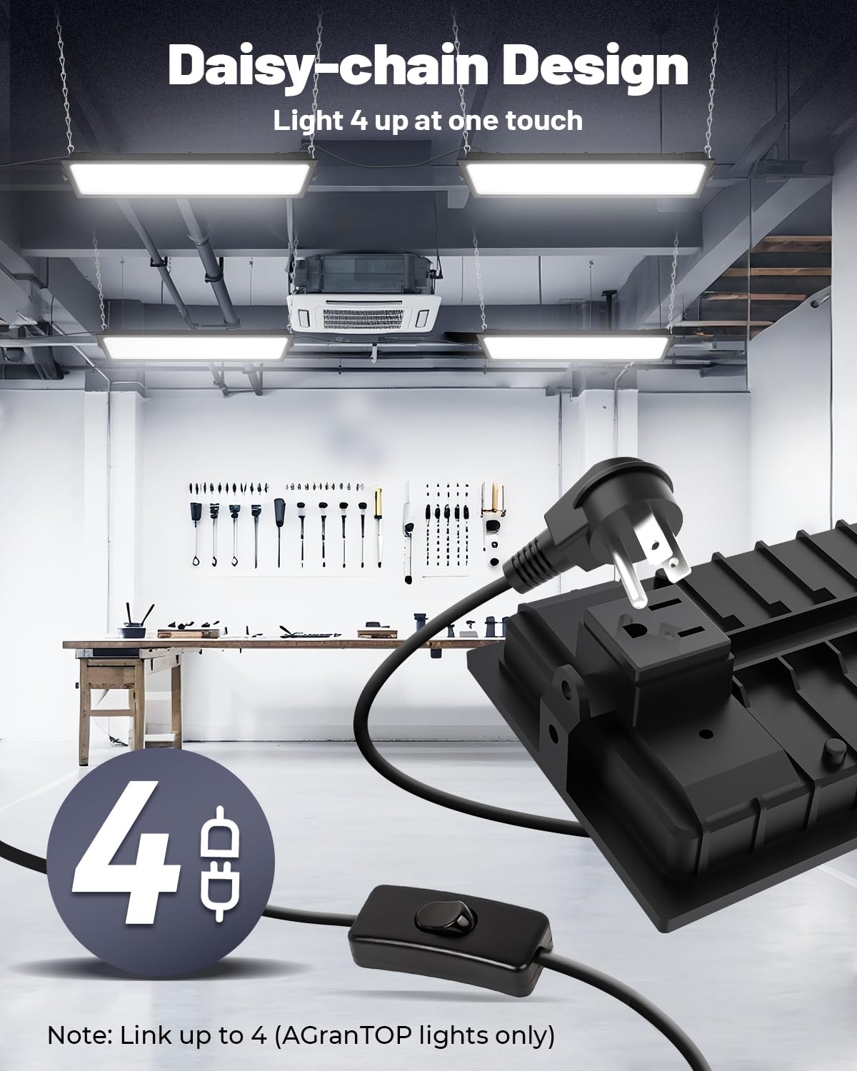 2 Pack Linkable LED Shop Lights - 100W 15000LM Aluminum Garage Light, 6000K Shop Lights for Garage, Workshop, Warehouse