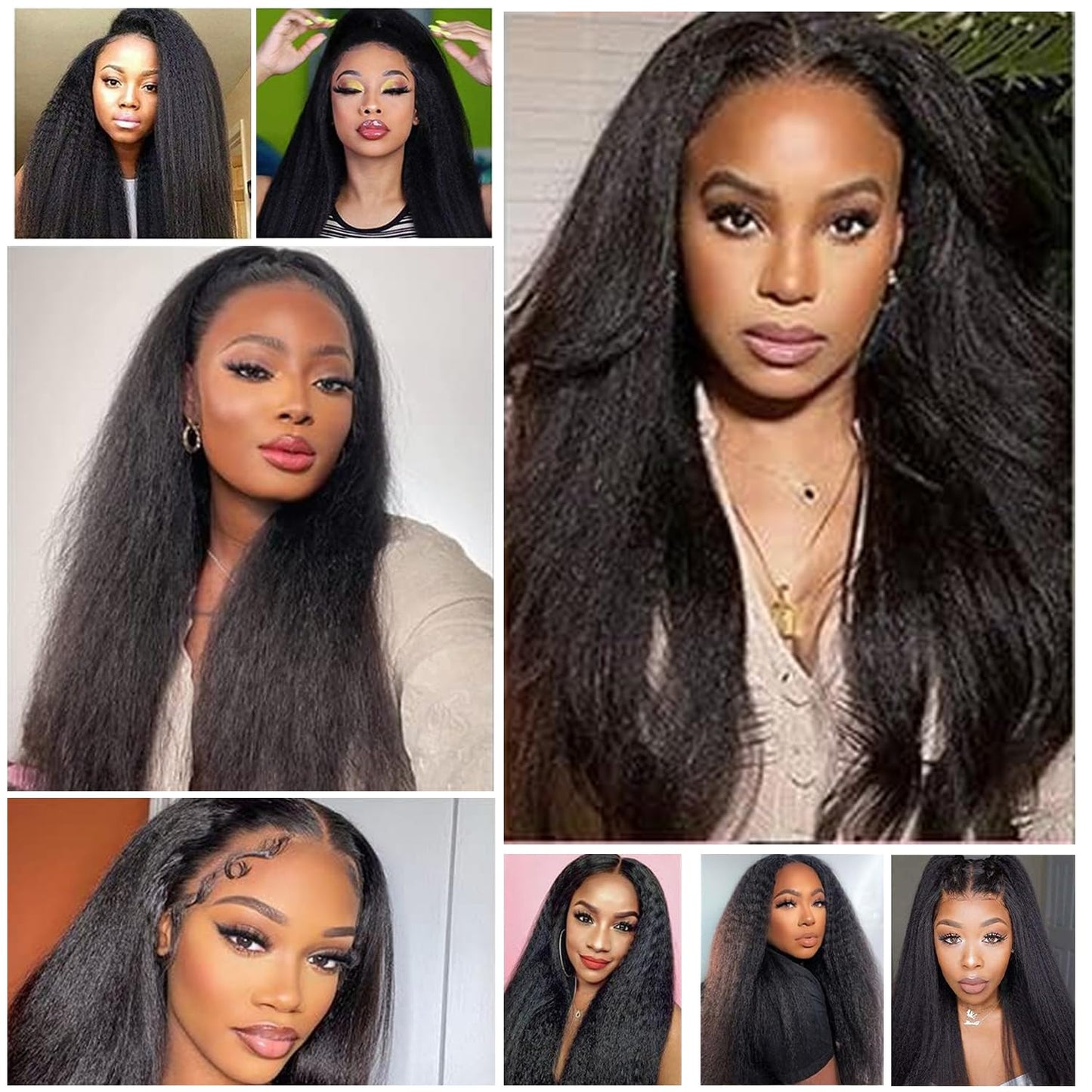 Kinky Straight 3 Bundles Human Hair Weave 14 16 18 inch 10A Yaki Straight Bundles Human Hair Extensions for Women 100% Unprocessed Brazilian Virgin Hair Bundle Natural Color