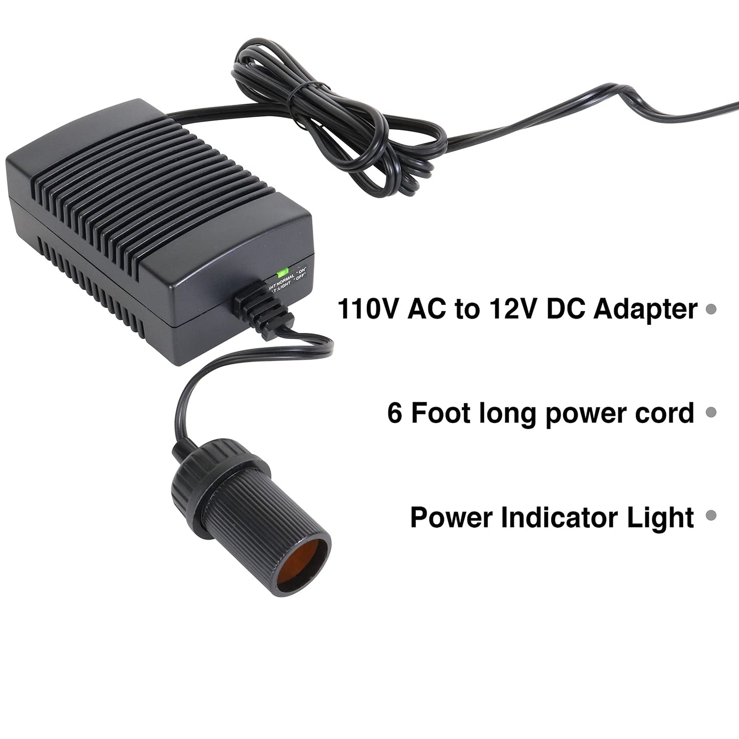 Koolatron Power Adapter - 12V 5A Converter for Car Fridge, Portable Devices, Vehicle Supplies, Replacement Cable, Extender Charger, Wall Outlet, Transformer for Cooler, 110V AC to 12V DC