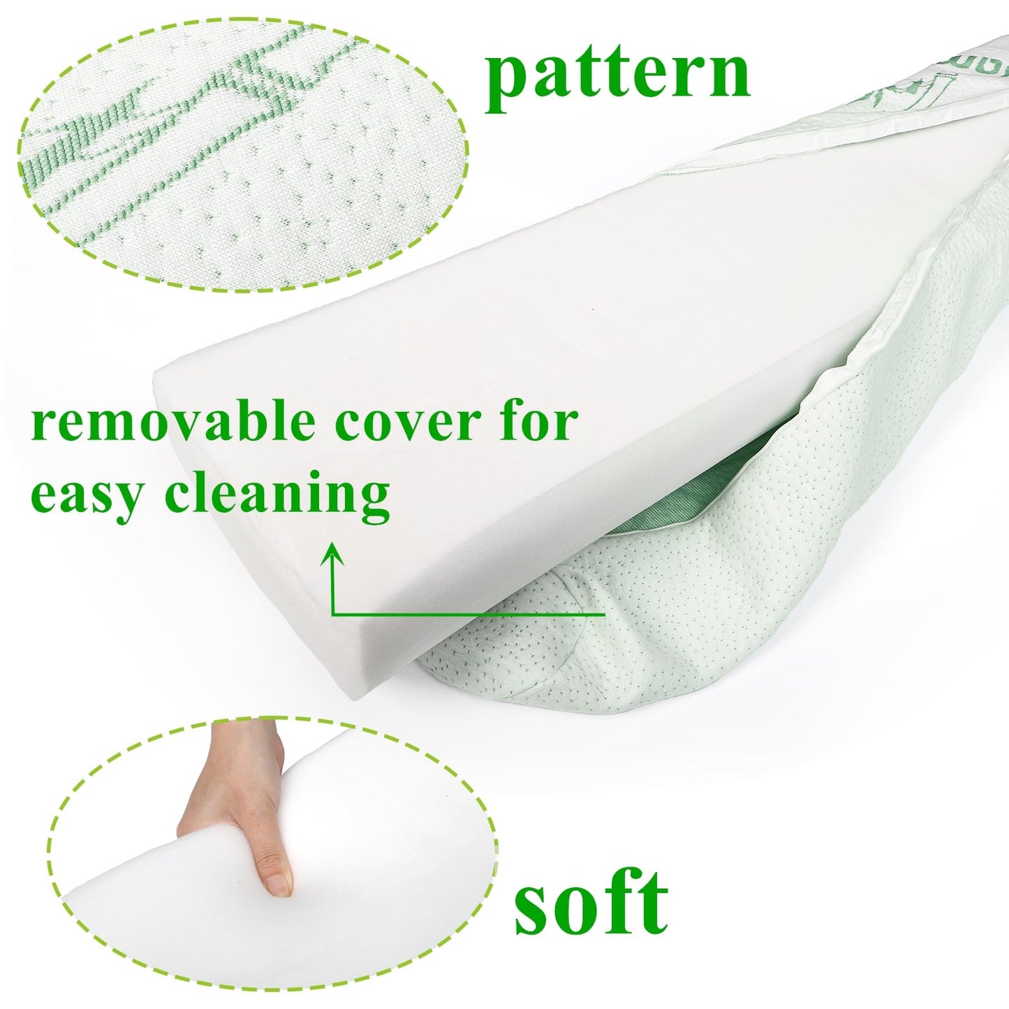Tebery 2 Pack Bed Rail Bumpers, Memory Foam Bed Rail Pads with Waterproof Cover, Pad Bedside Rail Guard for Adults