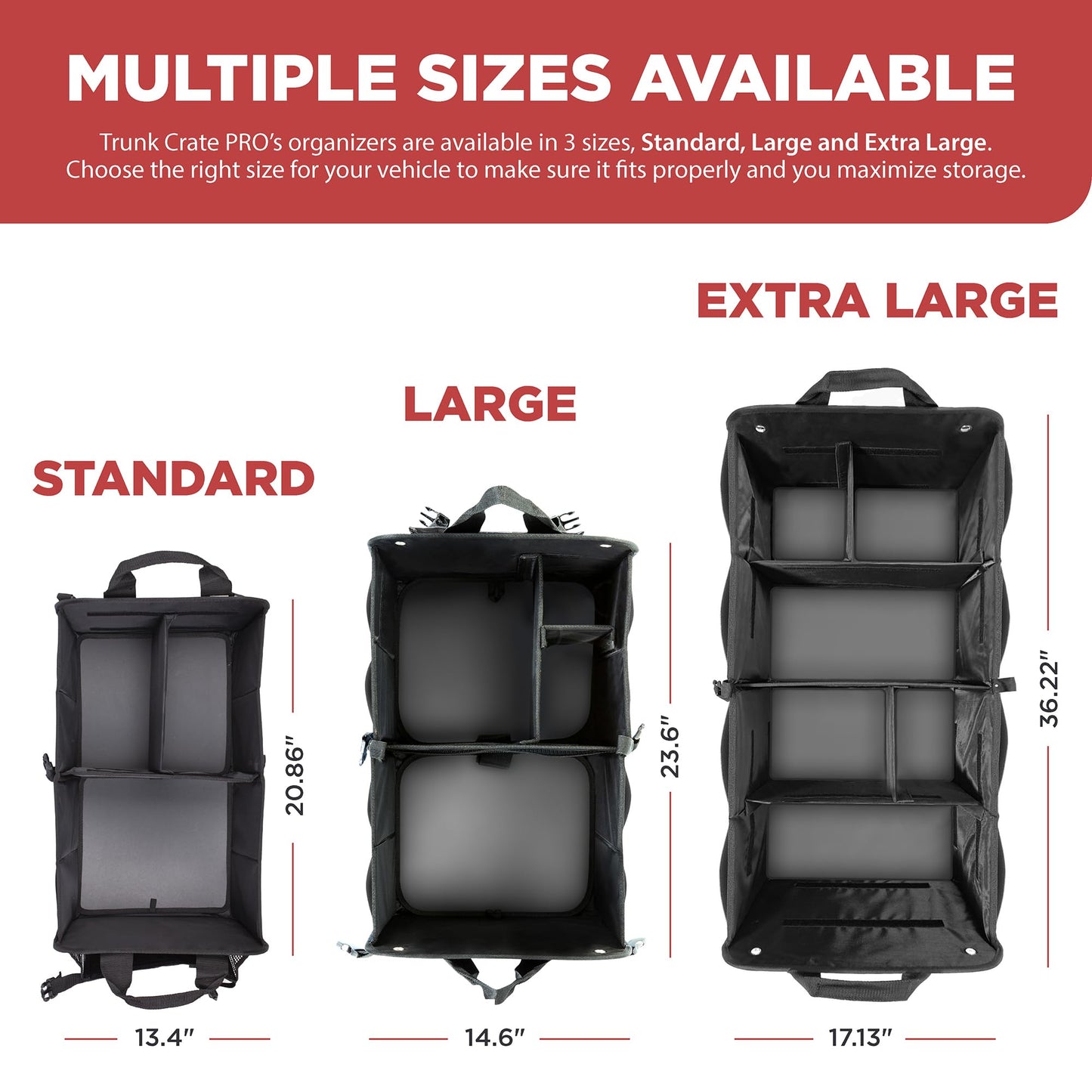 Trunk Organizer for SUV - Car Accessories, Back Seat Car Organizer, Trunk Car Organizer - Car Essentials | Premium Adjustable Multi 4 Compartments Design - Gift for Men and Women (Large, Black)