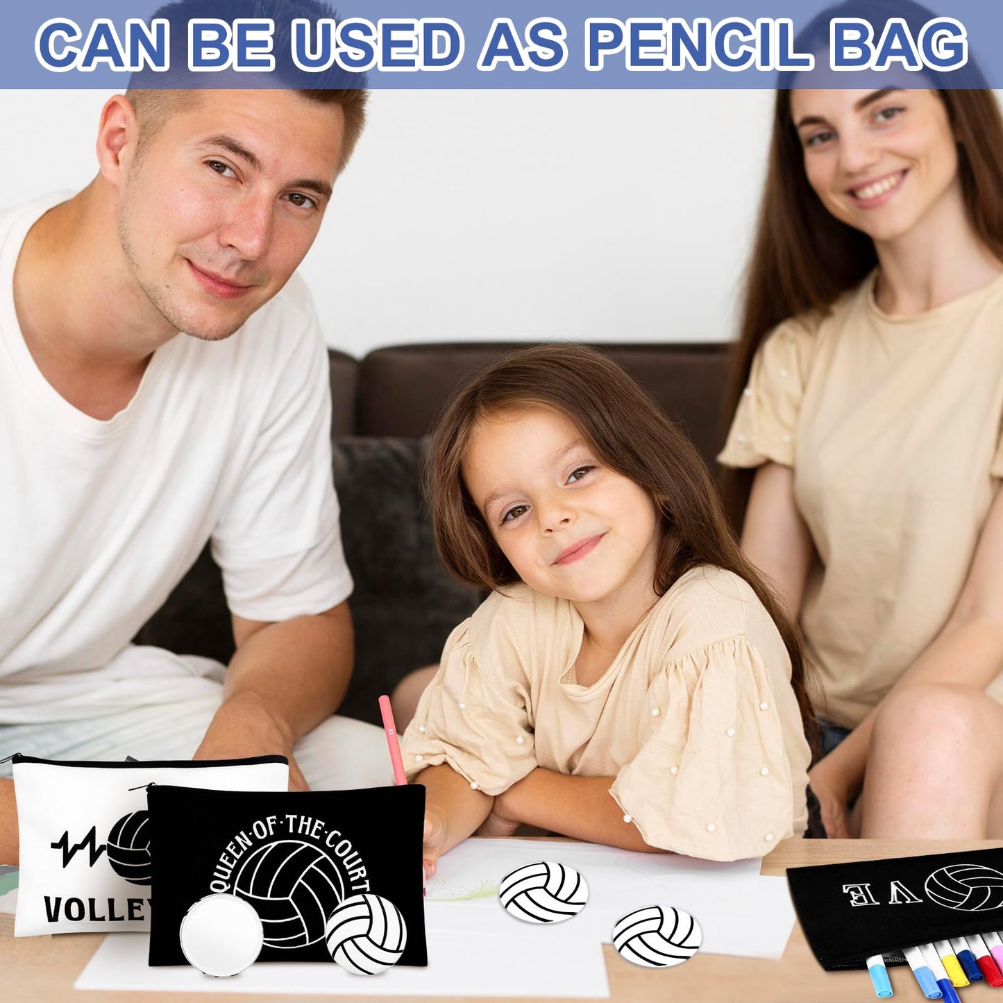 40 Pcs Volleyball Gifts 20 Volleyball Cosmetic Bags 20 Volleyball Compact Mirrors, Travel Pouches Black and White 2.76" Round Makeup Mirrors Women Volleyball Stuff Gifts Volleyball Players Teams,