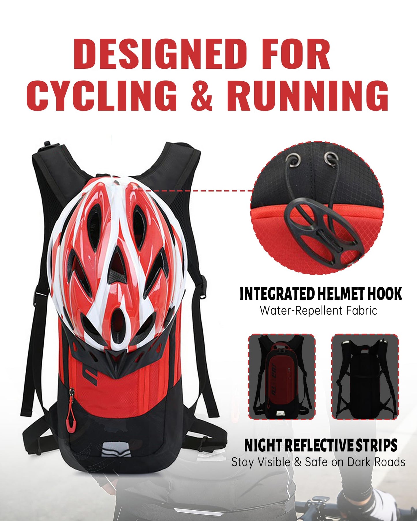 Clakllie Portable Cycling Backpack with 2L Water Bladder Hydration Pack for Men Women Hiking Ski Running Biking Camping,OT04-Pink