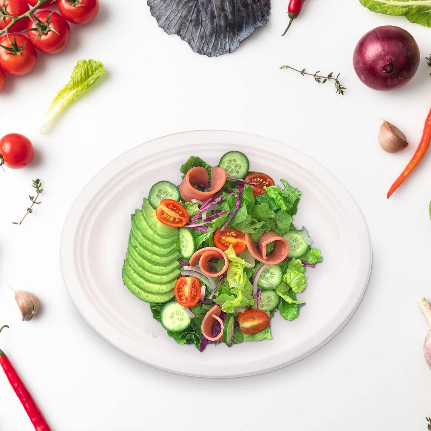 125 Pack 12 inch Disposable Paper Plates 100% Compostable Oval Paper Plates Bagasse Natural Biodegradable Eco-Friendly Sugarcane Plates for BBQ, Party, Gathering, and Picnic