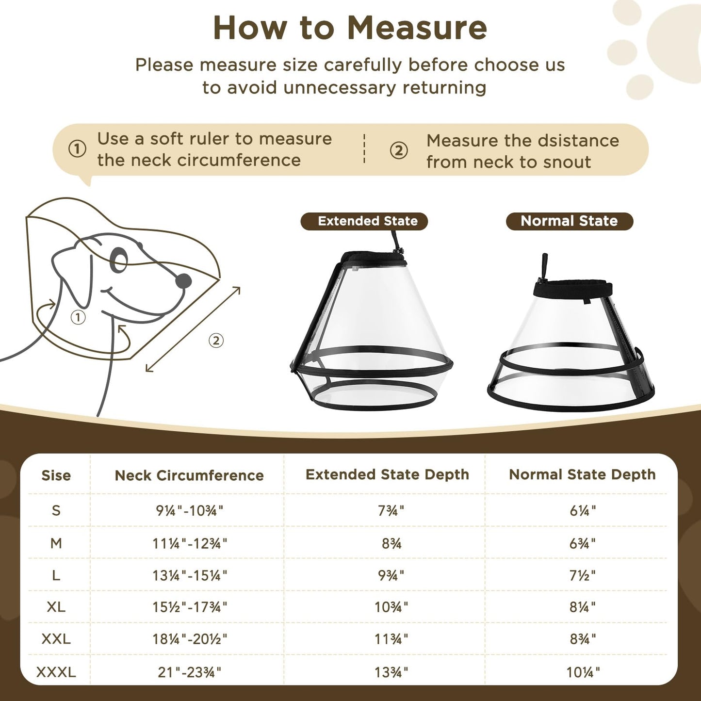 BONTHEE Dog Cone Collar for After Surgery,Transparent Dog Cones Alternative for Small Large Medium Size Dogs,Adjustable Depth Pet Recovery Collars,Elizabethan Collar for Dogs Stop Licking Wound(XXL)