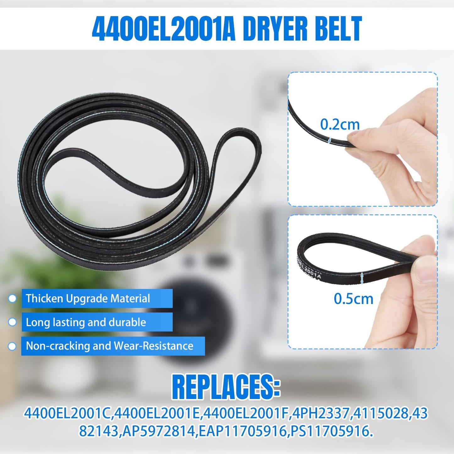 Upgraded Dryer Repair Kit Fits to LG Kenmore Dryers includes 4581EL2002C Dryer Drum Roller 4561EL3002A Dryer Idler Pulley with Spring, 4400EL2001A Dryer Belt