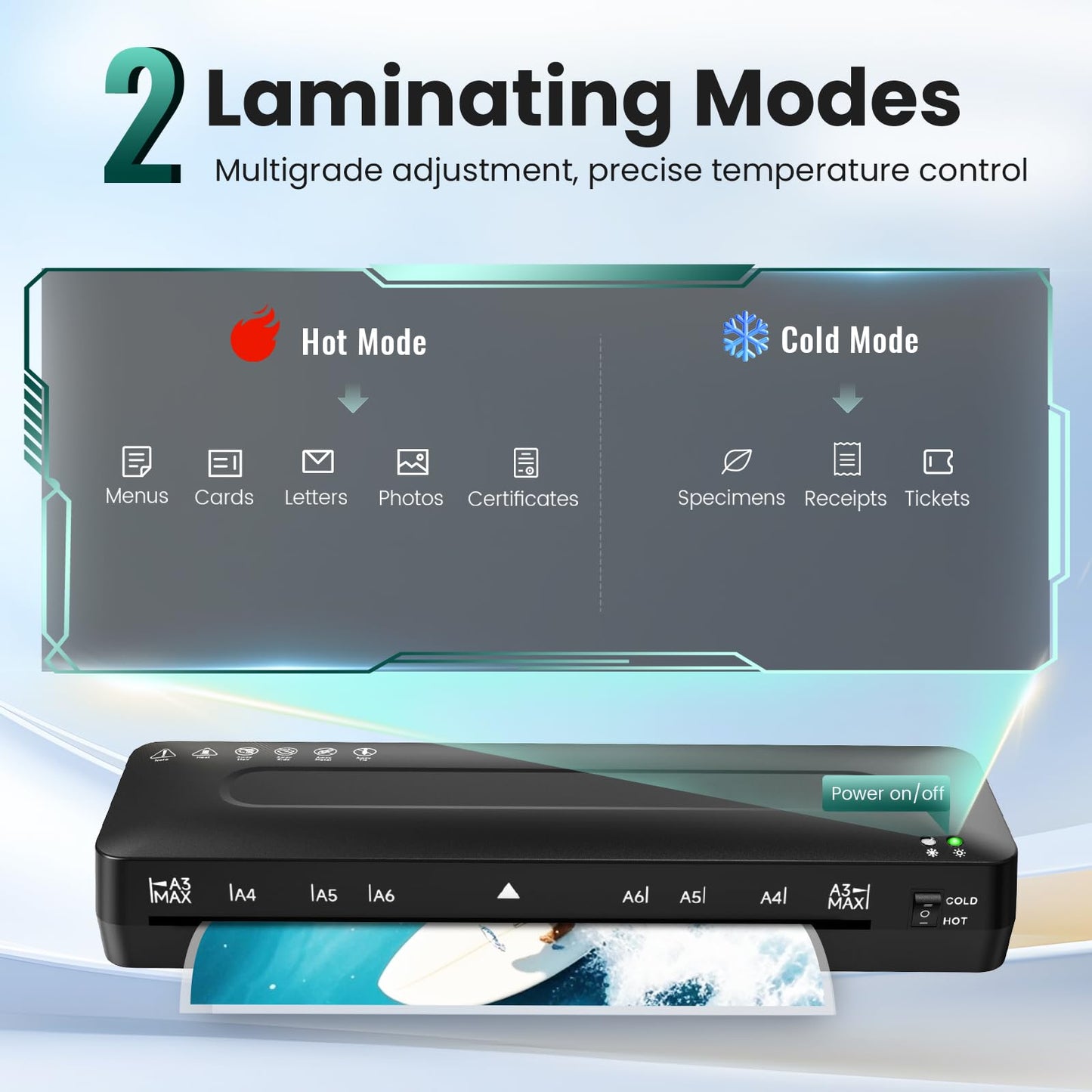 MAXDONE Laminator Machine A3/A4/A5/A6 - 13 Inch Cold Thermal Laminator with Cutter, Corner Rounder, 30 Laminating Sheets - BLM00132