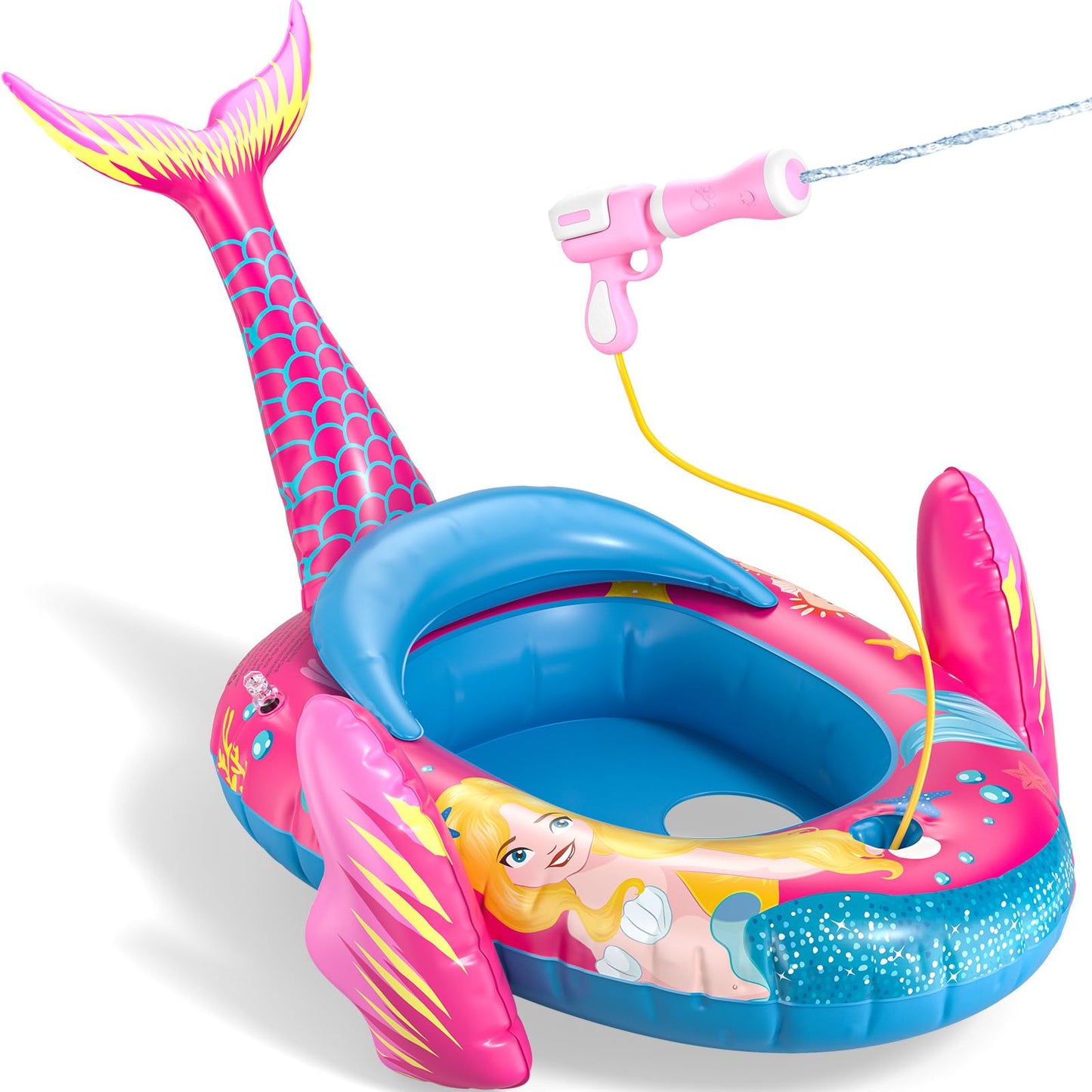 ASDGZD Pool Floats for Kids with Water Gun, Mermaid Toddler Inflatable Pool Toys for Kids Age 3-8 Years Old, Summer Outdoor Water, Beach, Swimming Pool Toys Gift for Girls and Kids