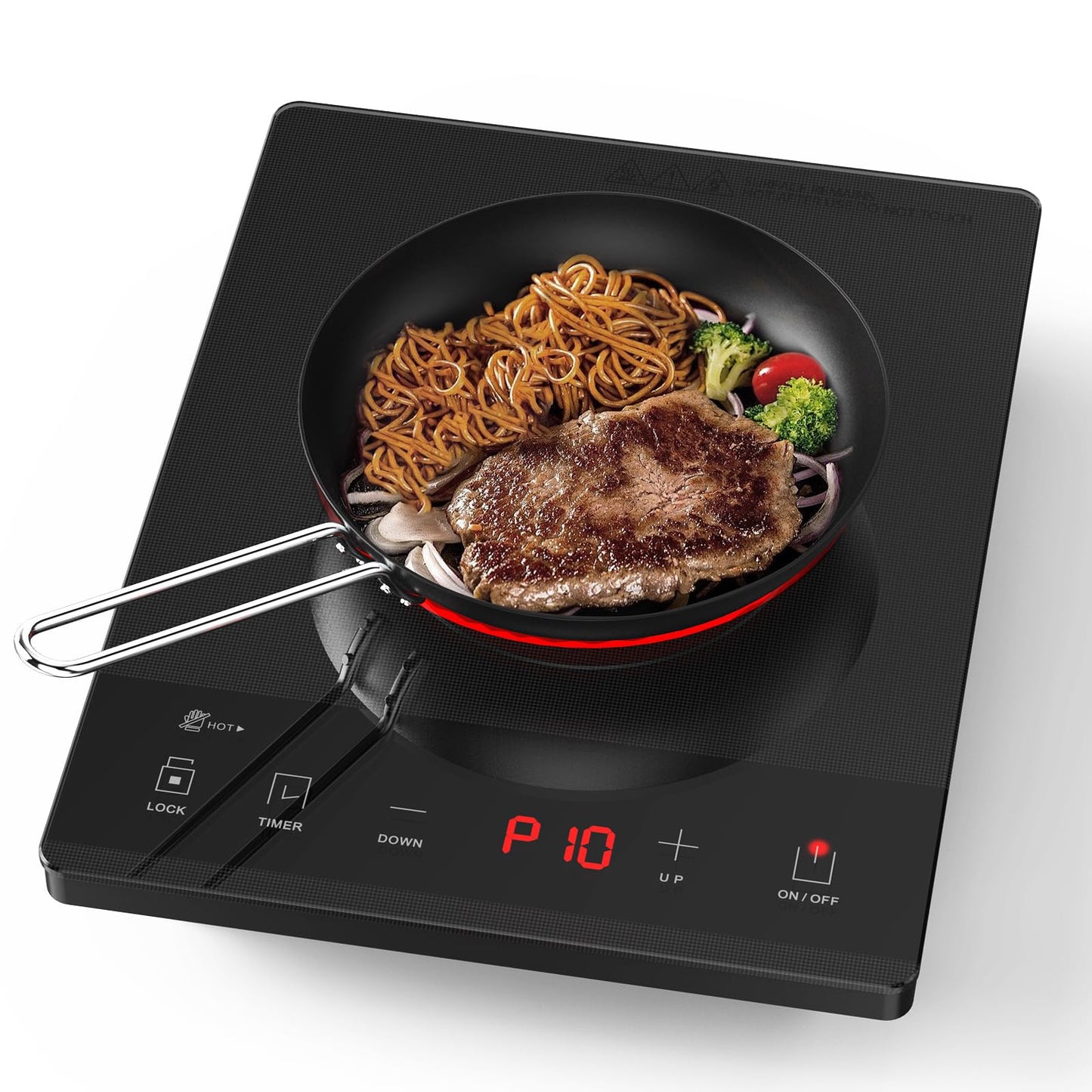 PAYISHO 1800W Hot plate Single Burner Portable Ceramic Cooktop For Cooking Ultra-Thin Stove Infrared Burner Cooker,24H Timer Child Safety Lock,Surface Compatible for All Cookware (Gray)