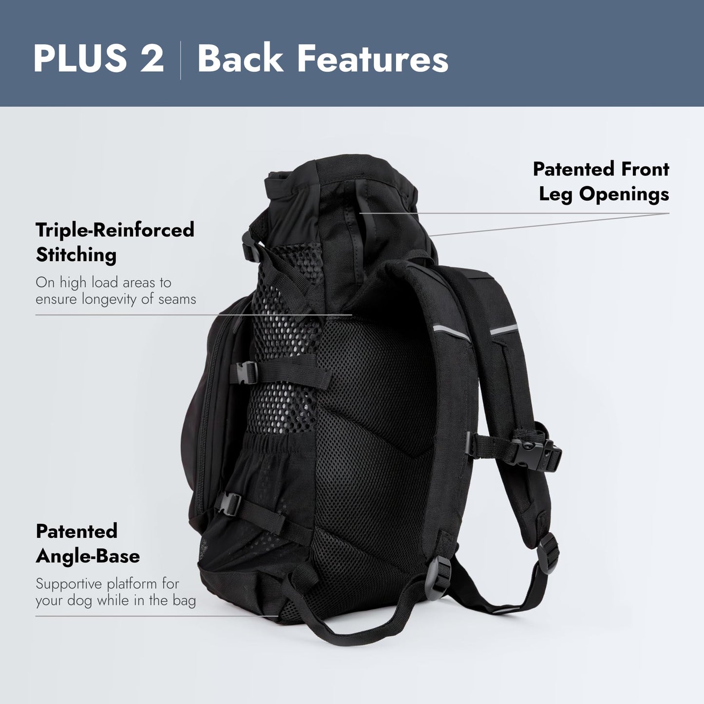 K9 Sport Sack | Dog Carrier Adjustable Backpack (Large, Plus 2 - Jet Black)