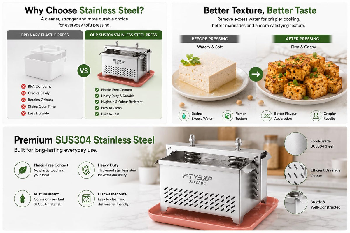 Tofu Press -304 Stainless Steel Cheese Press, Paneer Make and Vegetarian Tofu Press, Heavy Pressure Adjustable,BPA Free, Dishwasher Safe for tofu Maker and ham Press,Meat Pressing (L)