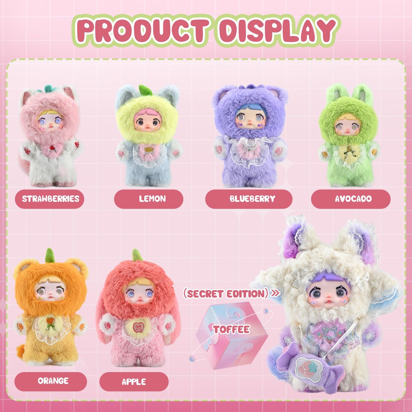 Blind Box Interesting Fruits Series Plush - 3 Expressions Adorable Mystery Plush Toys for Collectors - 7.1IN Random Surprise Doll with Unique Designs, 1PCS (Upgrade Packaging)