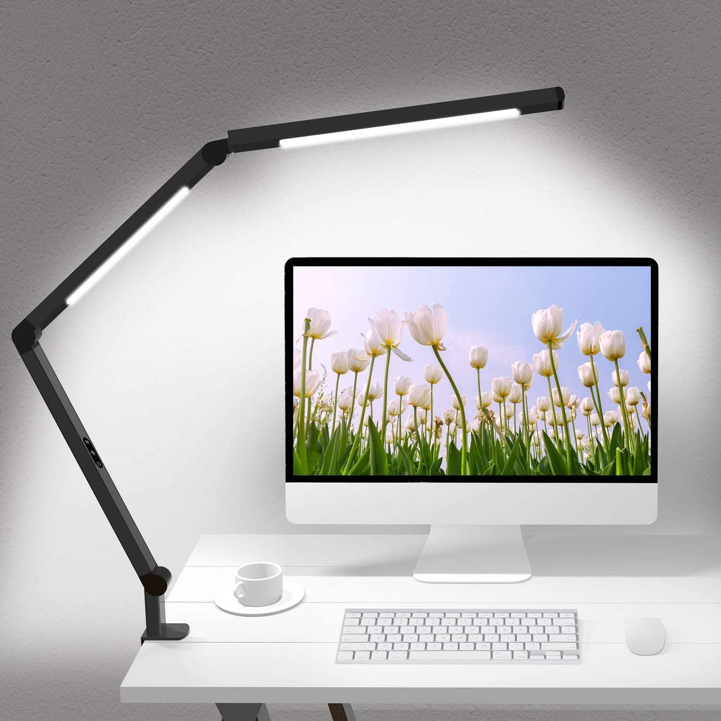 LED Desk Lamp with Clamp, Architect Desk Lamp with Dual Light and Adjustable Swing Arm, Clip-on Eye-Care 4 CCT Modes & 5 Brightness Levels Table Light Modern Desk Light for Dorm Home Office
