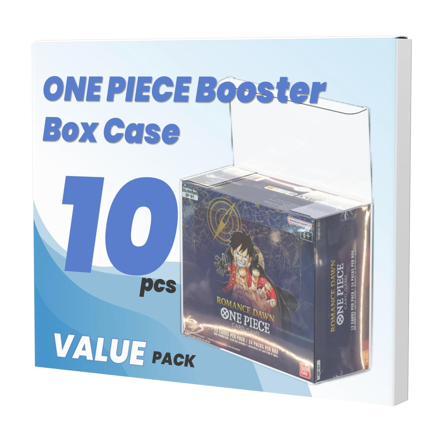 HOUSYLOVE PET OPCG Booster Protectors for One Piece Card Game (10 Pack) - 0.5mm Thick Clear ONE PIECE TCG Booster Display Box - Suits OP01/OP03/OP04/OP05/OP06 Protector Case