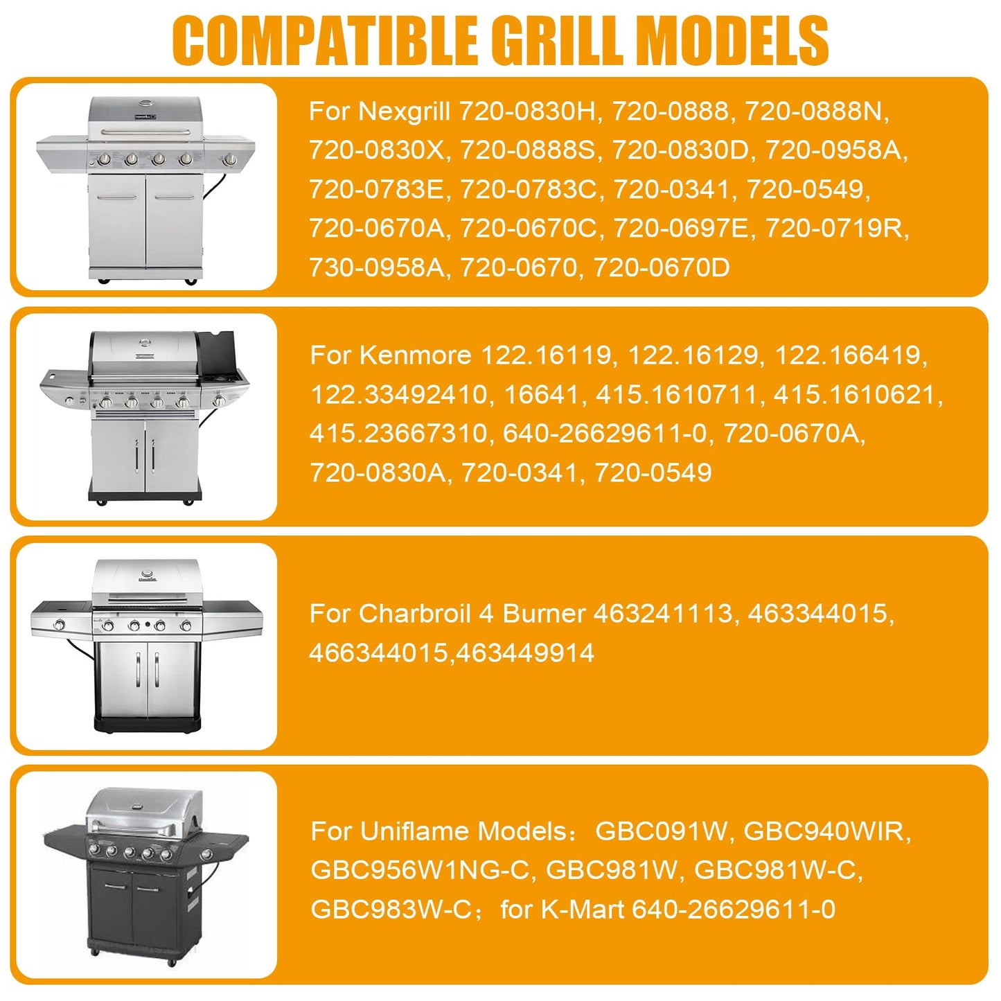 WEBROIL Grill Grates Replacement Part for Nexgrill 4 Burner 720-0830H 720-0670A 720-0783E 5 Burner 720-0888N,17" Cast Iron Cooking Grid for Charbroil 463241113,Kenmore 41516106210 Gas Grill,2 Pack
