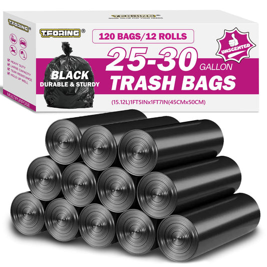 25-30 Gallon Trash Bags Black 120 Count - 32" x 36" Large Kitchen Garbage Bags, 20+ Gallon Trash Can Liners Unscented, Multipurpose for Home, Office, Daily Household Use