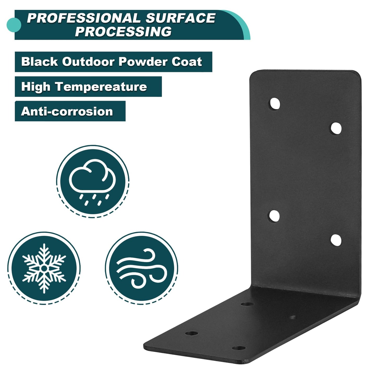 20Pcs Corner Braces,4"x4"x2" Black L Brackets for Wood,Heavy Duty 2mm Steel Joist Right Angle Brackets,Raised Garden Bed Corner Brackets,90 Degree L Shape Bracket for Furniture,Bed,Shelf Bracket…