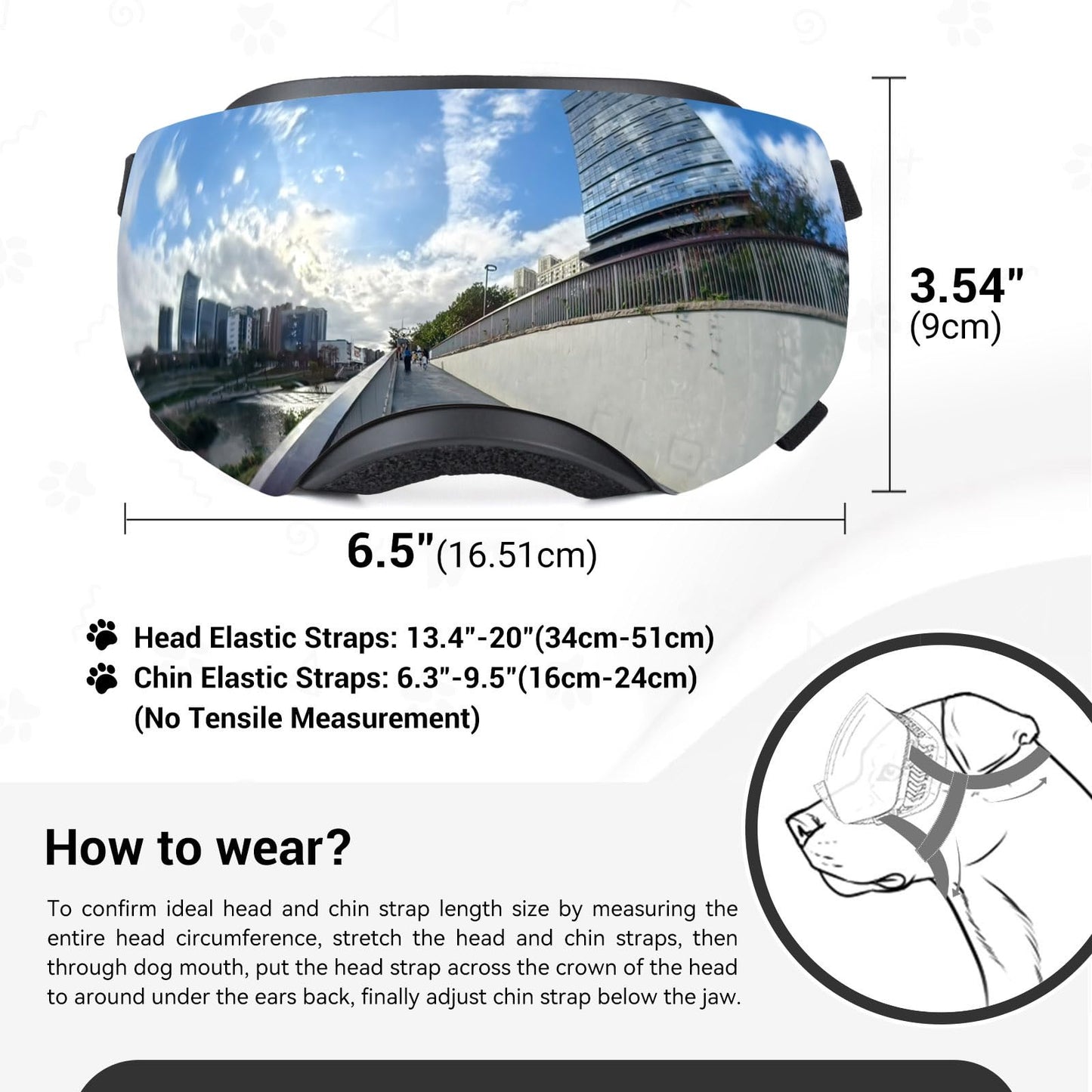 NAMSAN Dog Goggles for Large Dogs, Black/Silver Lenses Replaceable, Anti-UV Sunglasses for Dogs Medium to Large Breeds, Driving Dog Eye Protection, Windproof Dustproof, Adjustable, Black