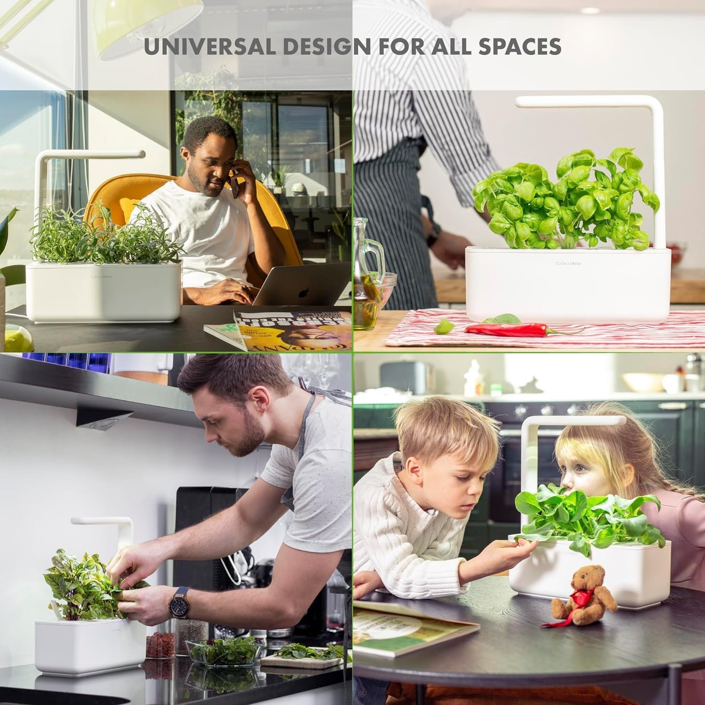 Click & Grow Indoor Herb Garden Kit with Grow Light | Smart Garden for Home Kitchen Windowsill | Easier Than Hydroponics Growing System | Vegetable Gardening Starter (3 Basil Pods Included), White