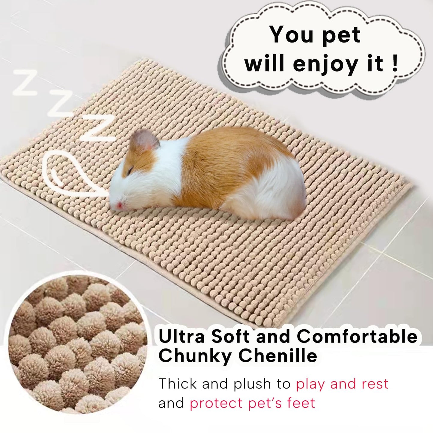 KEYIDE 2 Pack Guinea Pig Fleece Cage Liner 47"x24" C&C Cage Absorbent Rabbit Bedding Bunny Training Pad Warm Comfortable Sleep Bed Mat for Ferret Rat Hedgehog (Beige)