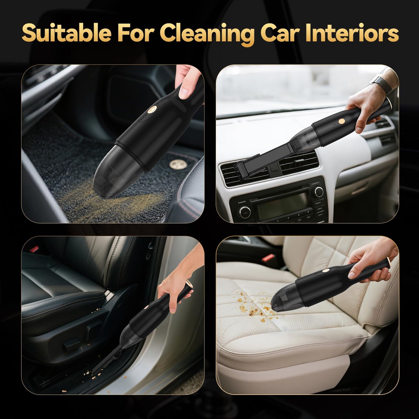 Blozor Handleld Vacuum Cordless -Car Vacuum Portable Rechargeble -Hand Held Small Vacuum Cleaner Car Seats, Home, Quick Cleanup, Strong Suction, Lightweight, Includes Crevice Nozzle & Brush -H3