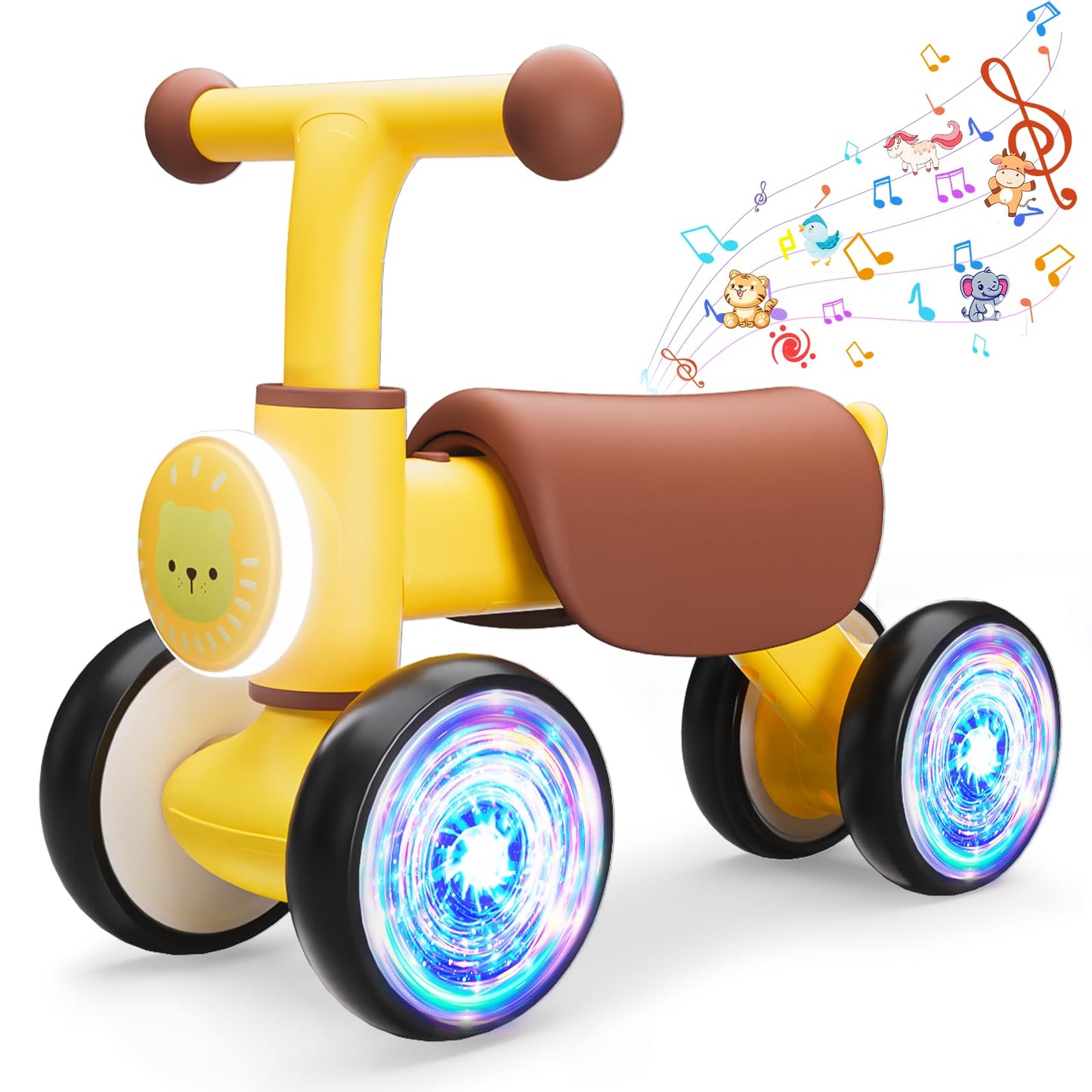 Baby Toys Balance Bike, Toddler Toys for 1 Year Old Girl Boy Gifts, Colorful Lighting Toddler Bike with Music and Soft Seat,First Bike for Baby 12-18 Months, Kids Gifts Toys Age 1 2