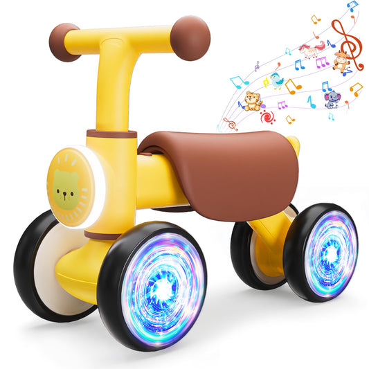 Baby Toys Balance Bike, Toddler Toys for 1 Year Old Girl Boy Gifts, Colorful Lighting Toddler Bike with Music and Soft Seat,First Bike for Baby 12-18 Months, Kids Gifts Toys Age 1 2