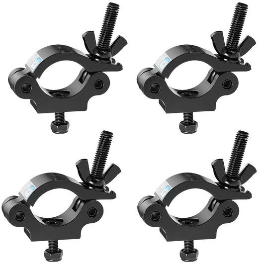 MFL. Heavy Duty Truss Clamp, 660 lb Aluminum Alloy DJ Light Clamps, Fits 1.5-2.0 Inch Truss for Stage Lighting Projector Par Lights, TUV Certificated ID: 50393001, Black, Pack of 4