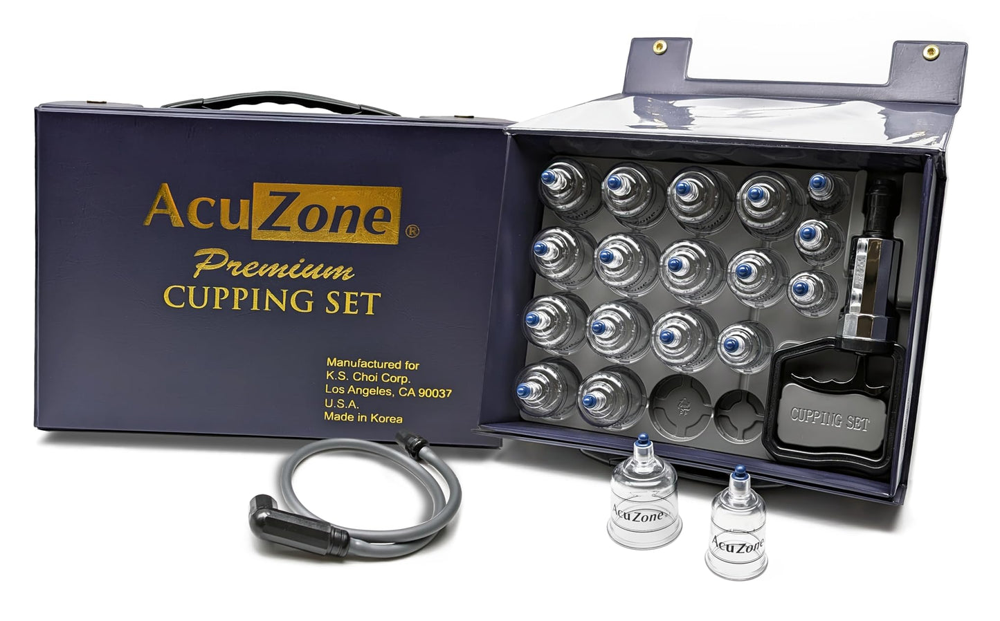 AcuZone Premium 19 Pcs Plastic Cupping Set with Extension Tube