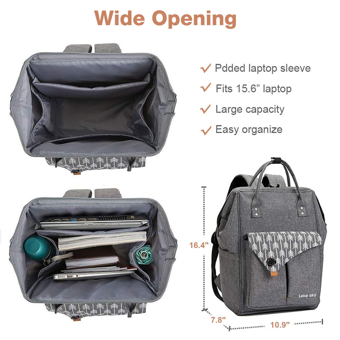 Laptop Backpack Women, 15.6 Inch Business Travel Backpack for Women, Water Resistant Computer Backpack Anti Theft Backpack for Work/School/College, Dark Grey
