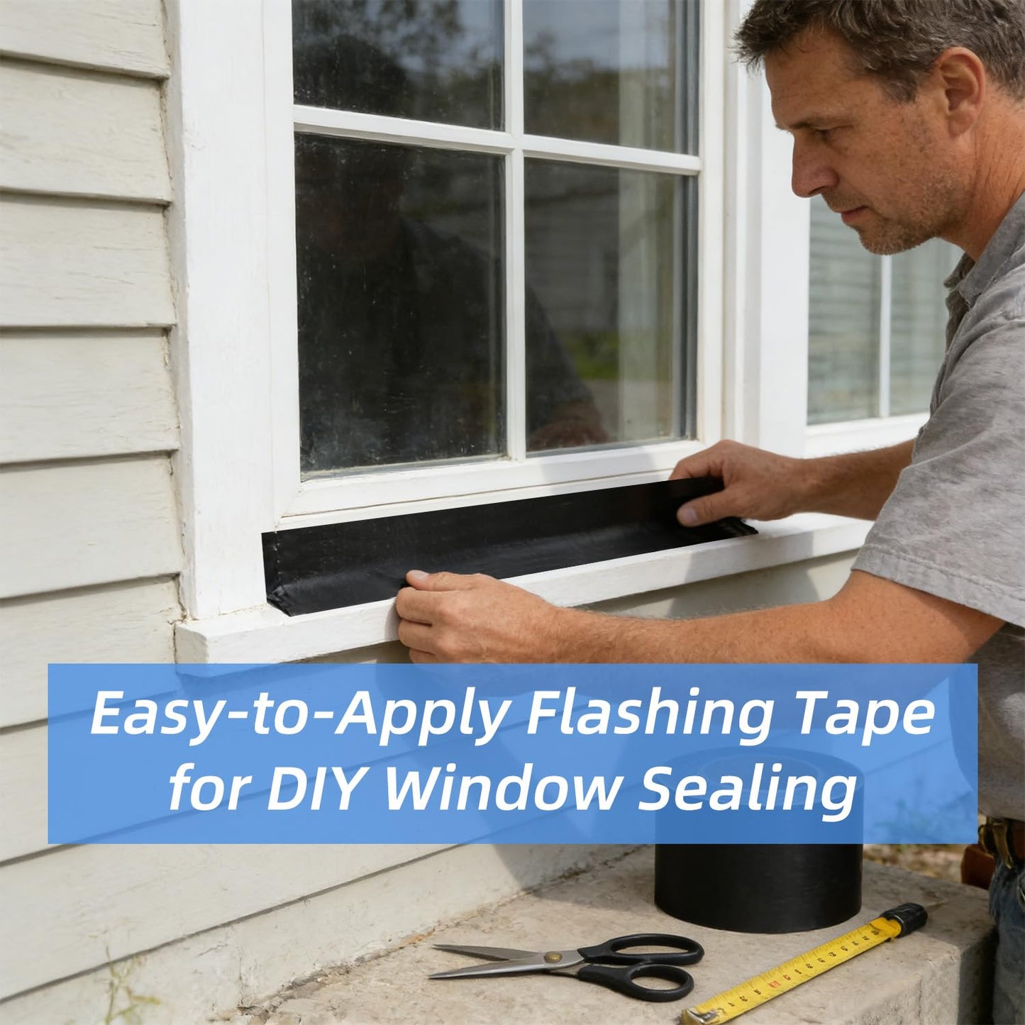 AMOGATO Black Flashing Tape - 4 Inch x 30 Yards, Flexible Adhesive, Weatherproof Sealing Tape for Home Exterior Repairs, Windows, Doors, Roof Edges & Outdoor Projects